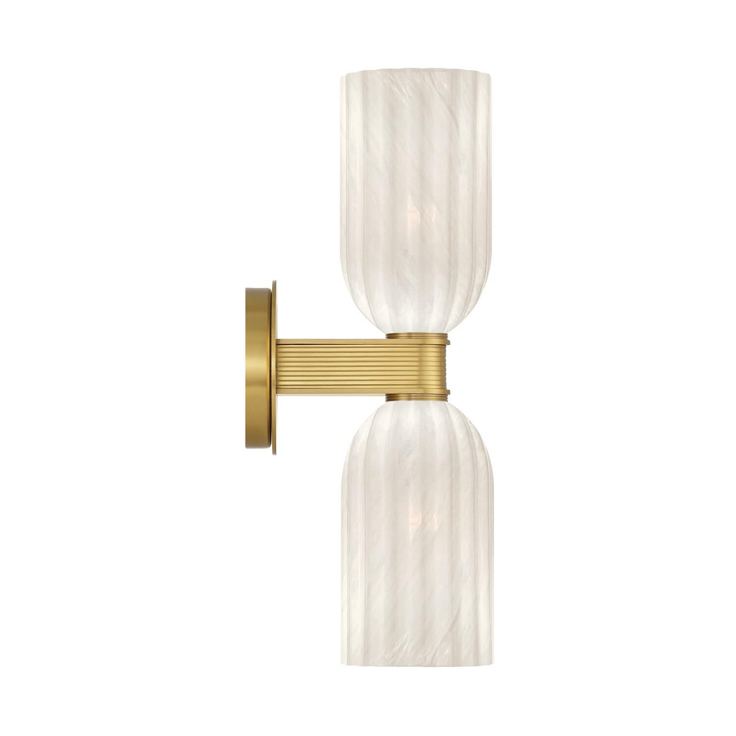 Shown in Luxe Gold finish and Strie glass and Strie Glass shade