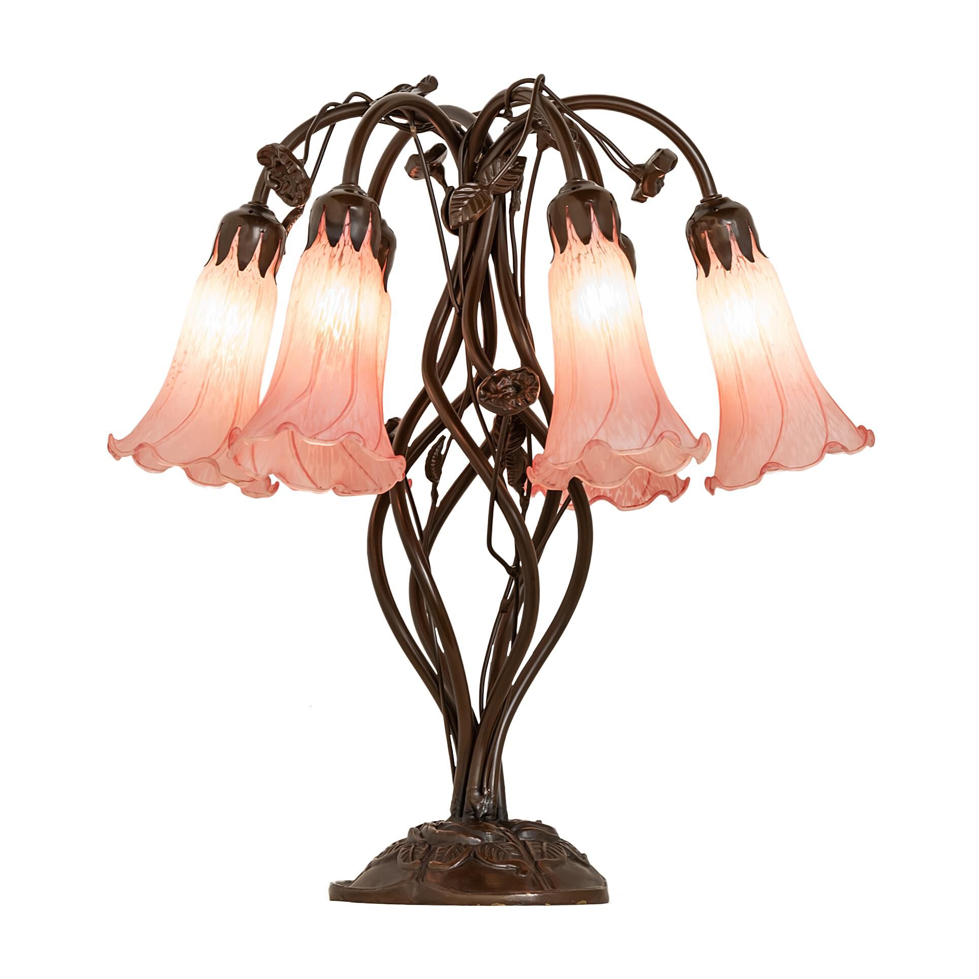 Shown in Mahogany Bronze finish and Pink glass