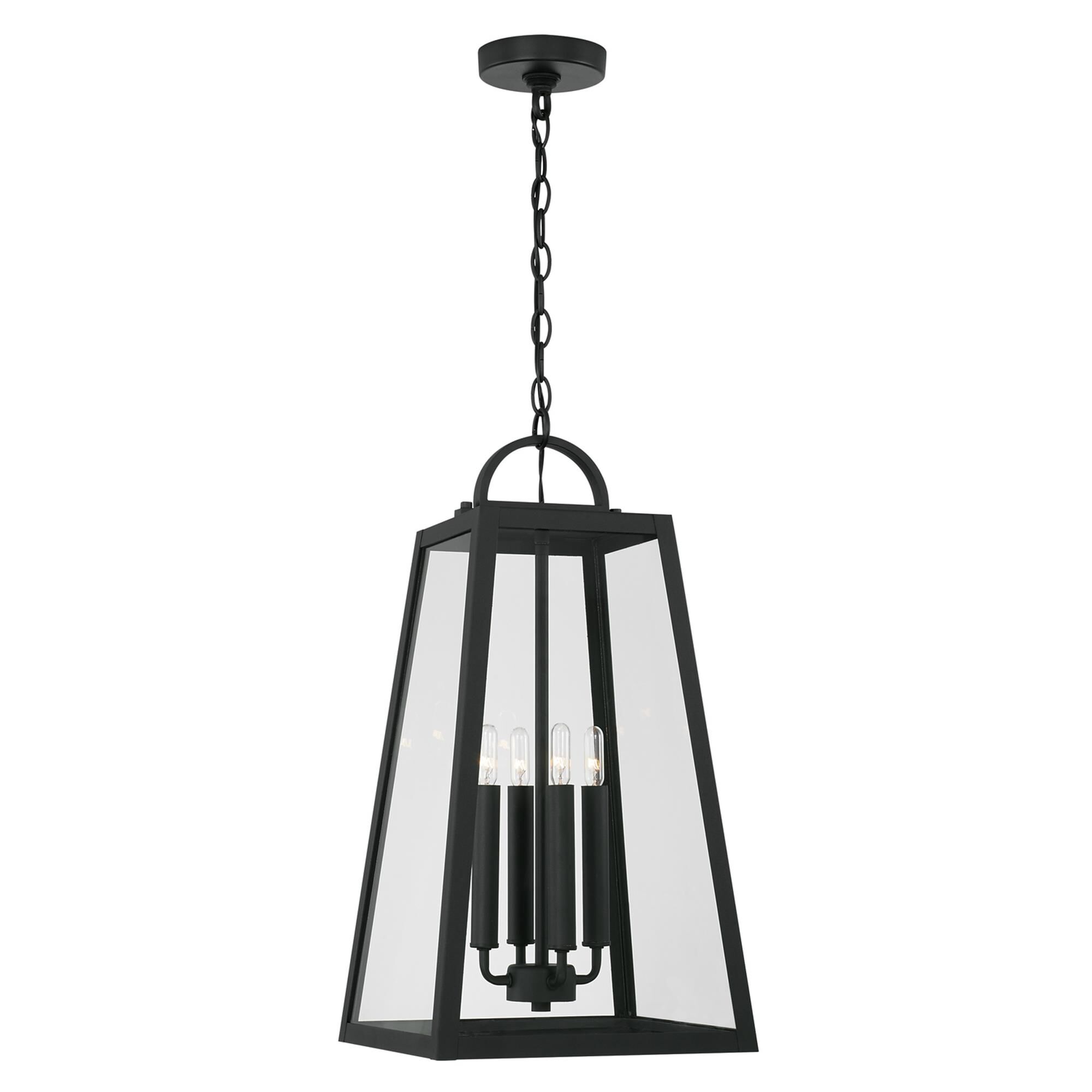 Shown in Black finish and Clear glass