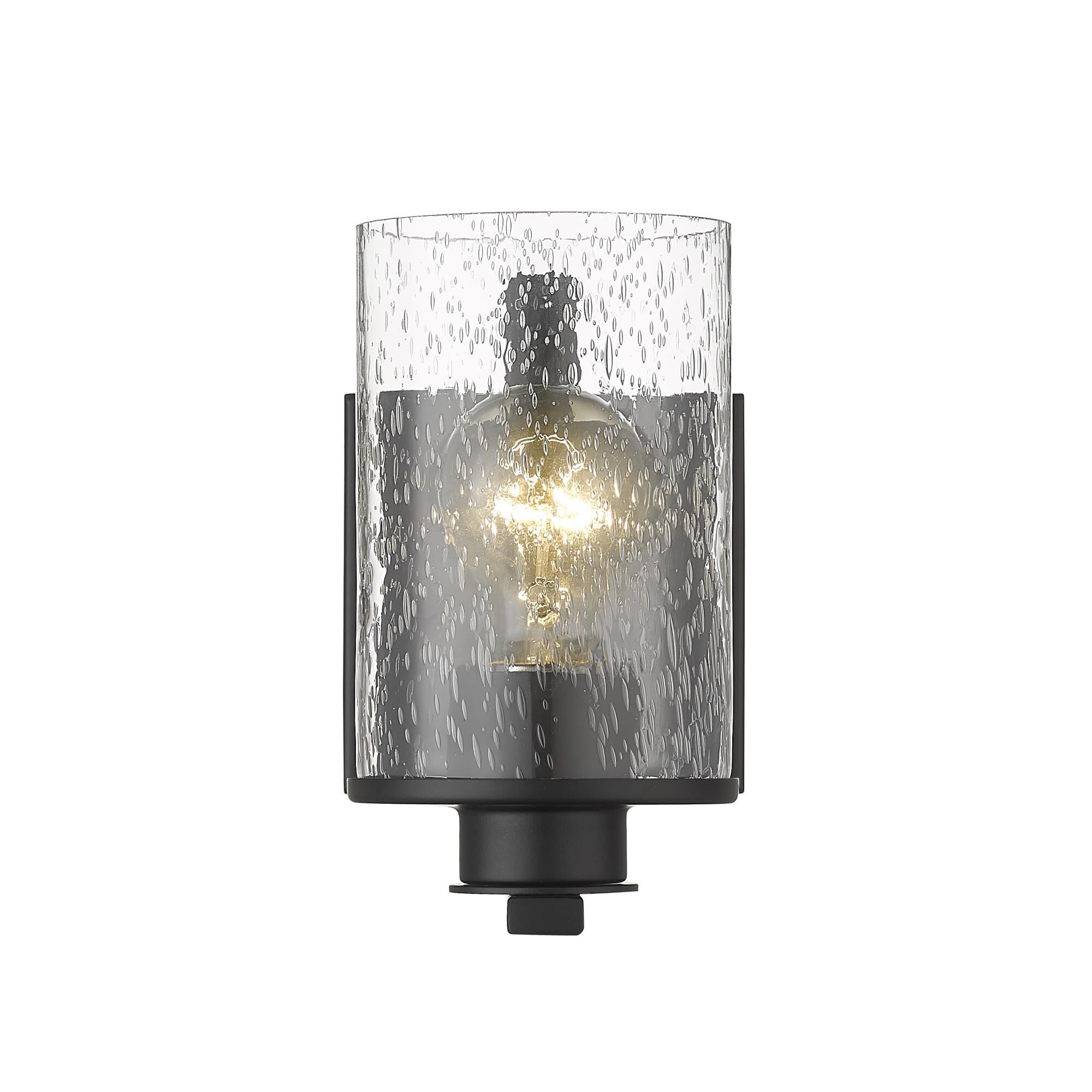 Shown in Matte Black finish and Glass shade