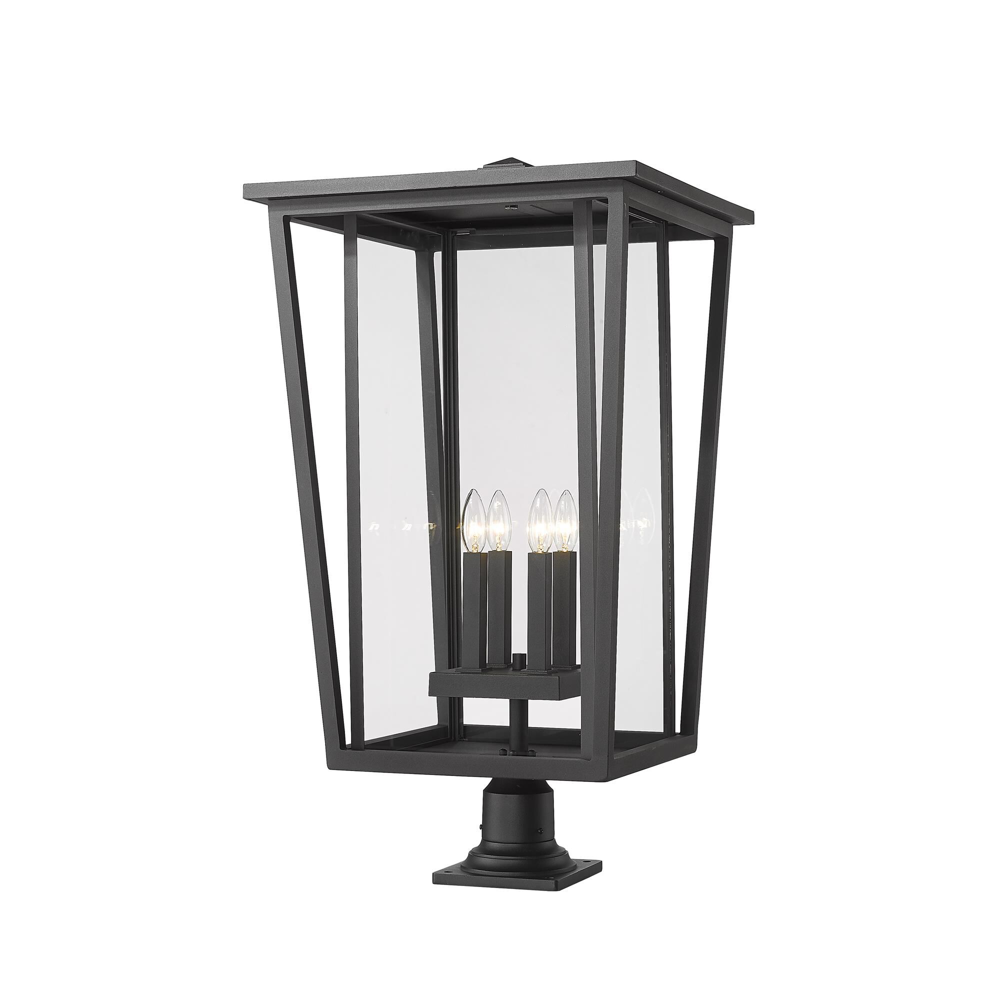 Shown in Black finish and Glass shade