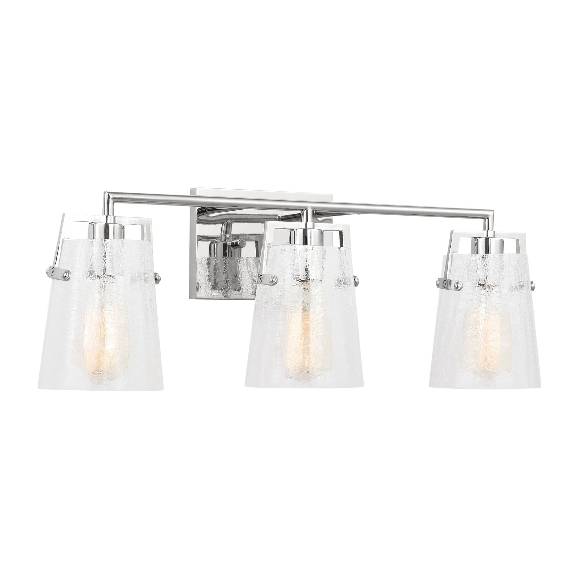 Shown in Chrome finish and Clear Crackle glass
