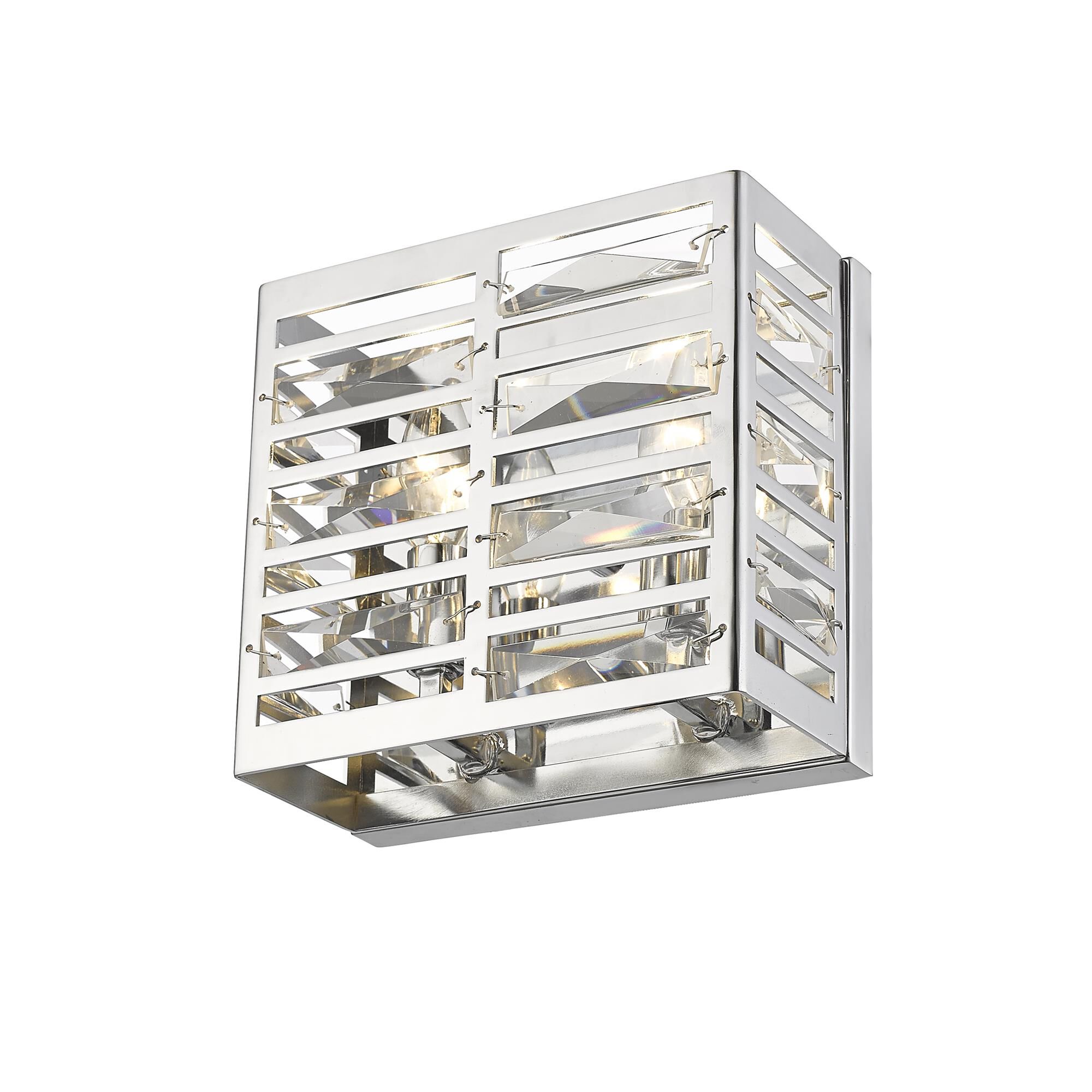 Shown in Chrome finish and --- glass and --- shade
