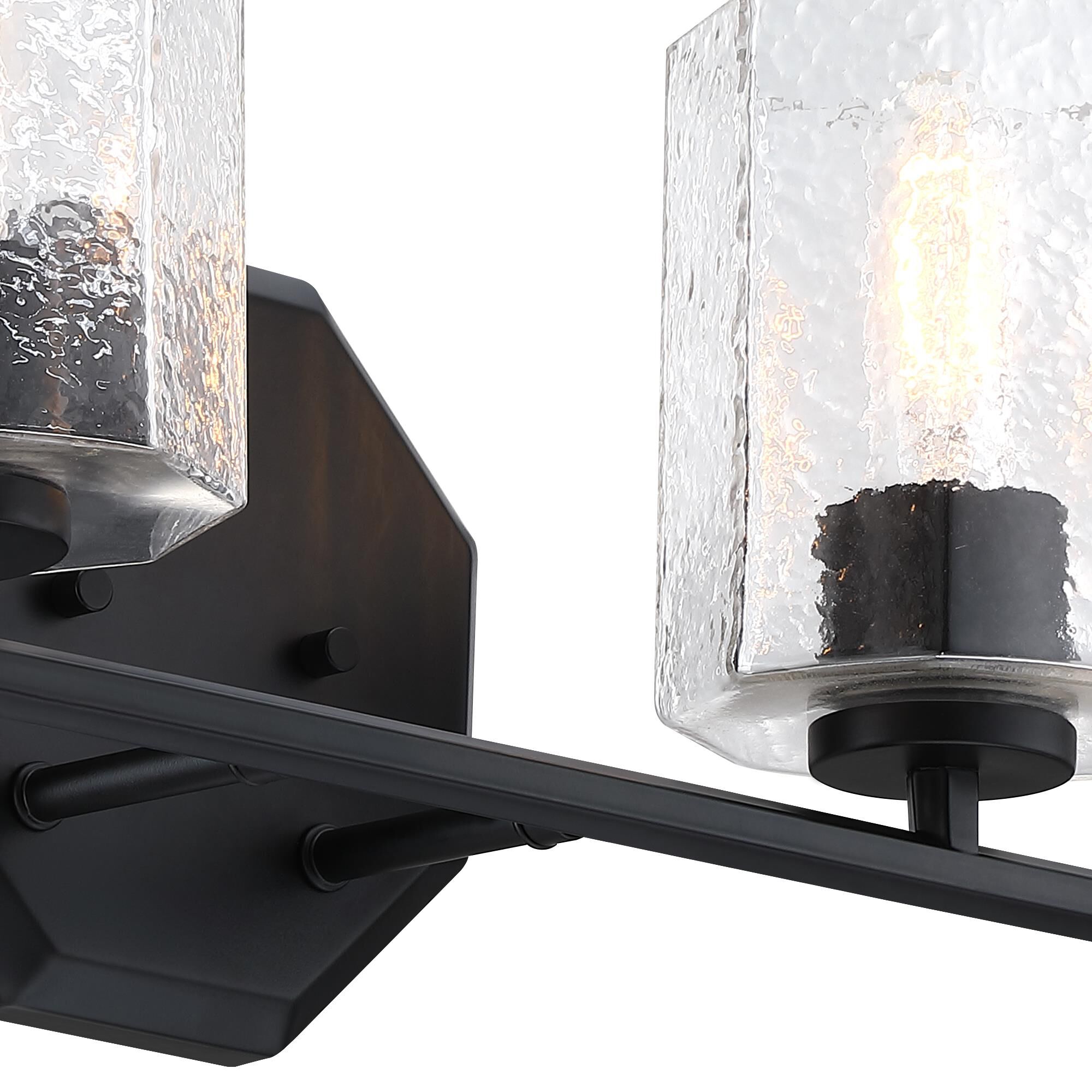 Shown in Matte Black finish and Clear Rippled glass