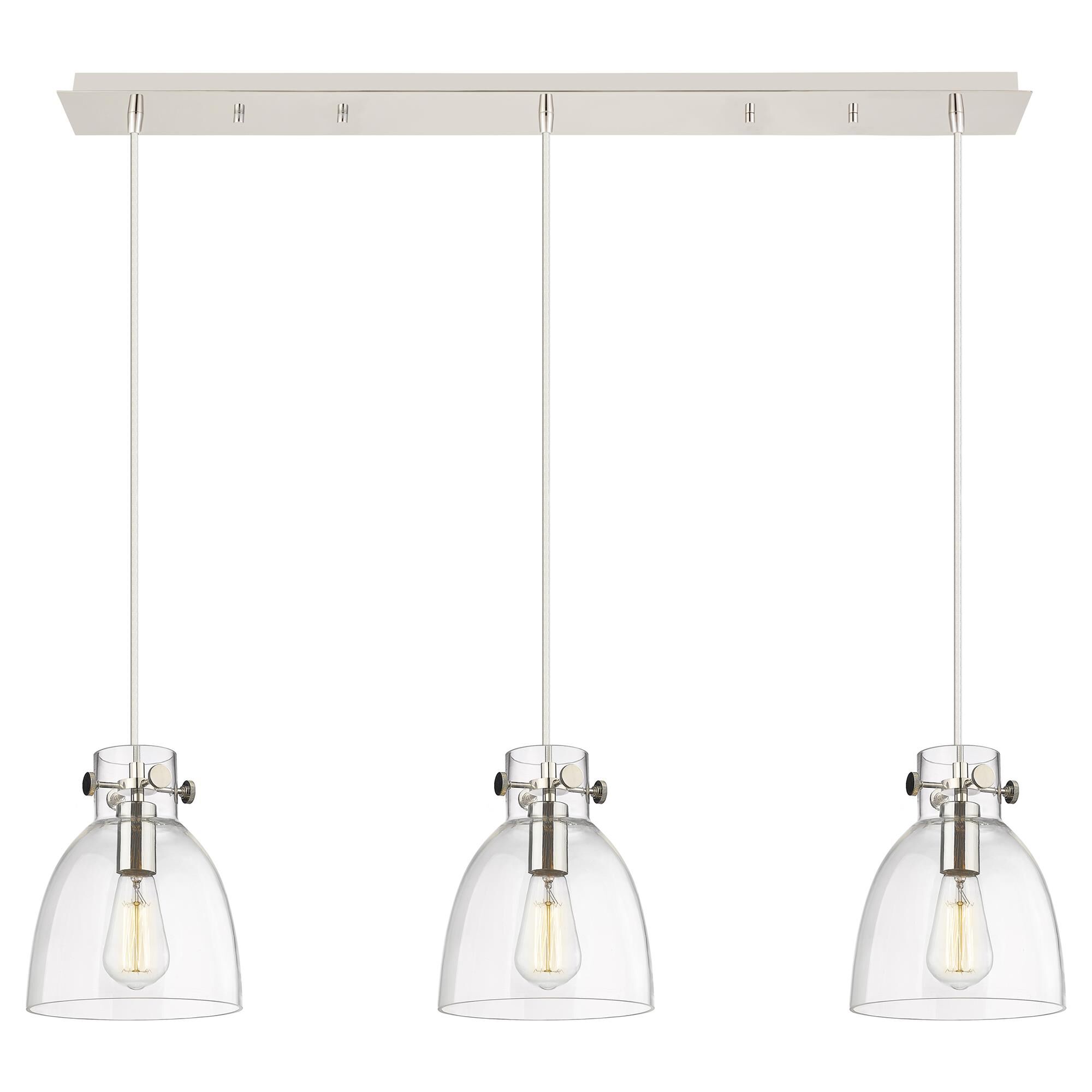 Shown in Polished Nickel finish and Clear glass and Clear Glass shade