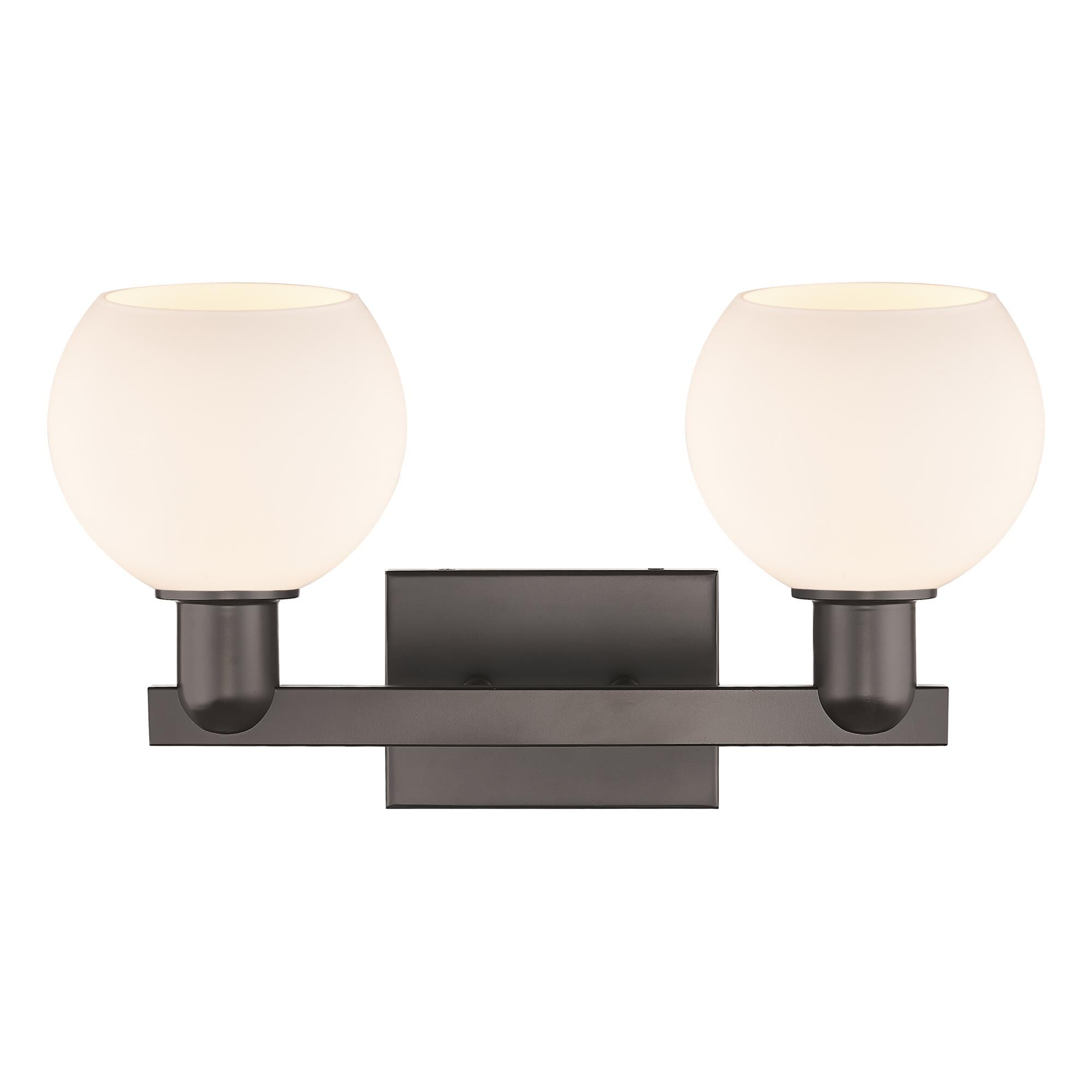 Shown in Oil Rubbed Bronze finish and Matte White glass