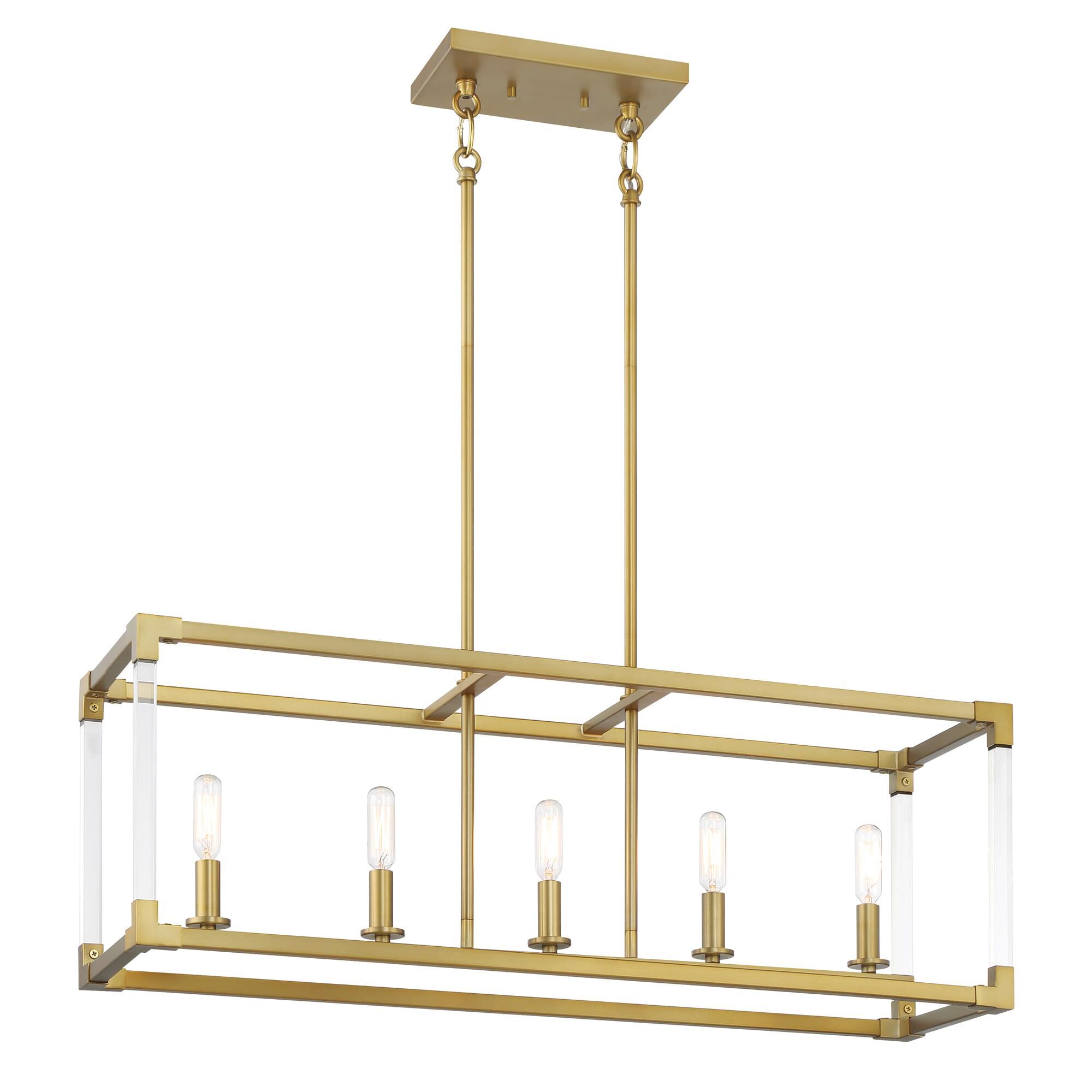 Shown in Soft Brass finish and Clear glass and Acrylic shade