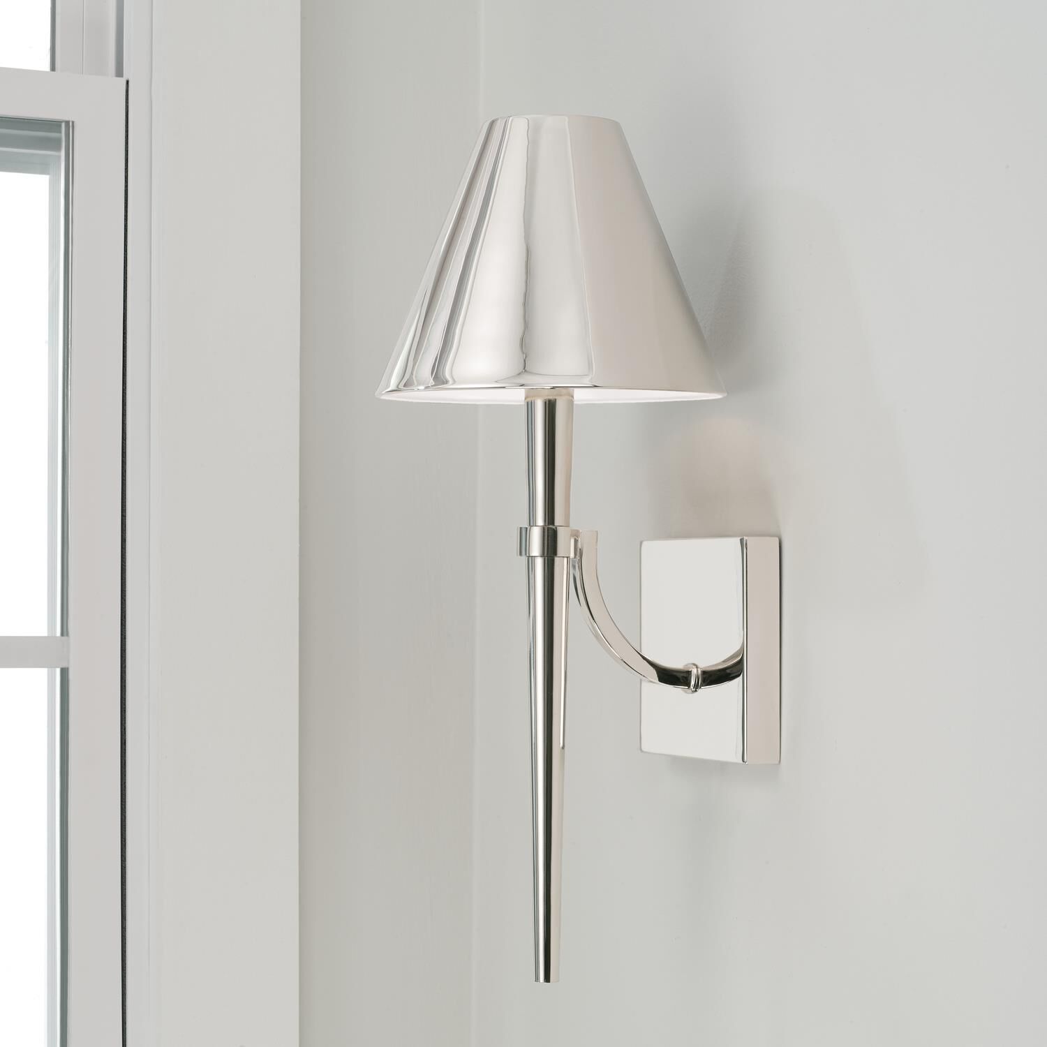Shown in Polished Nickel finish and Metal  With White Interior shade