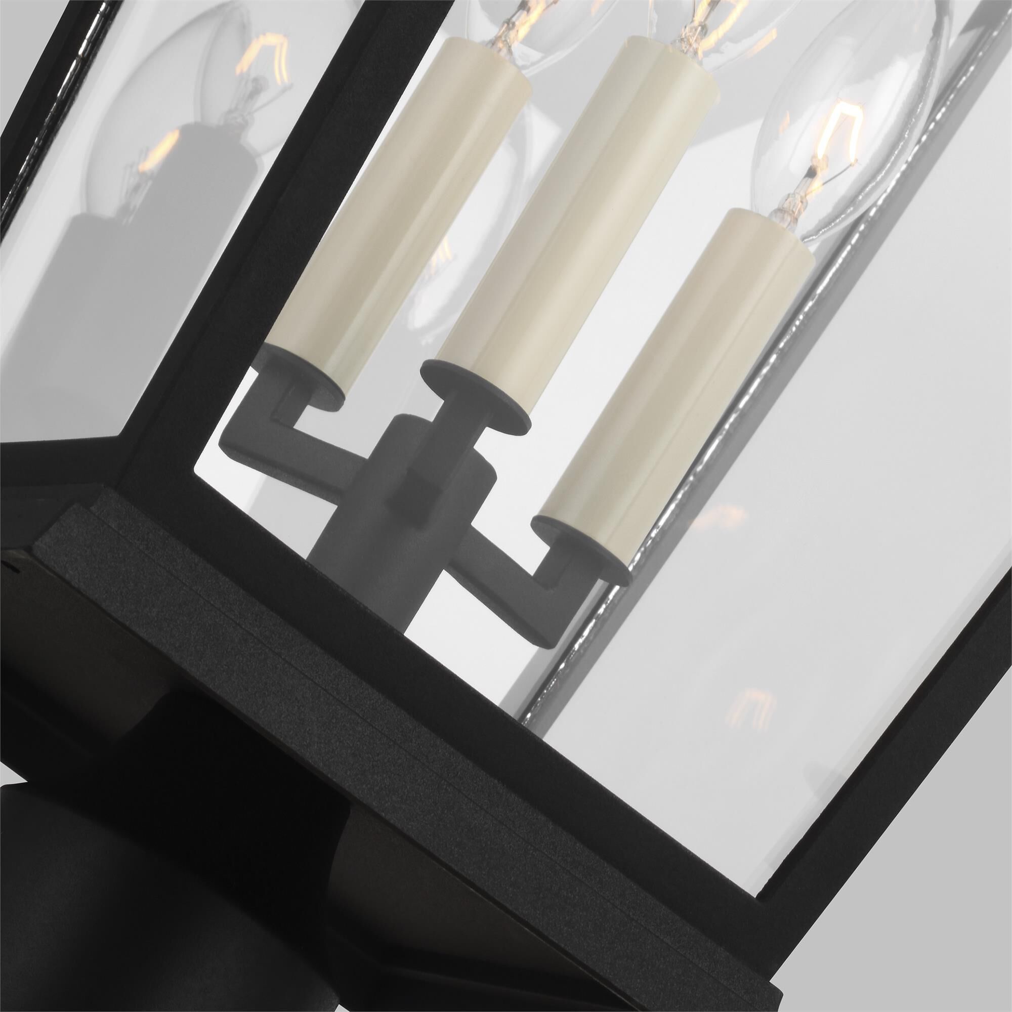 Shown in Textured Black finish and Clear Panels glass