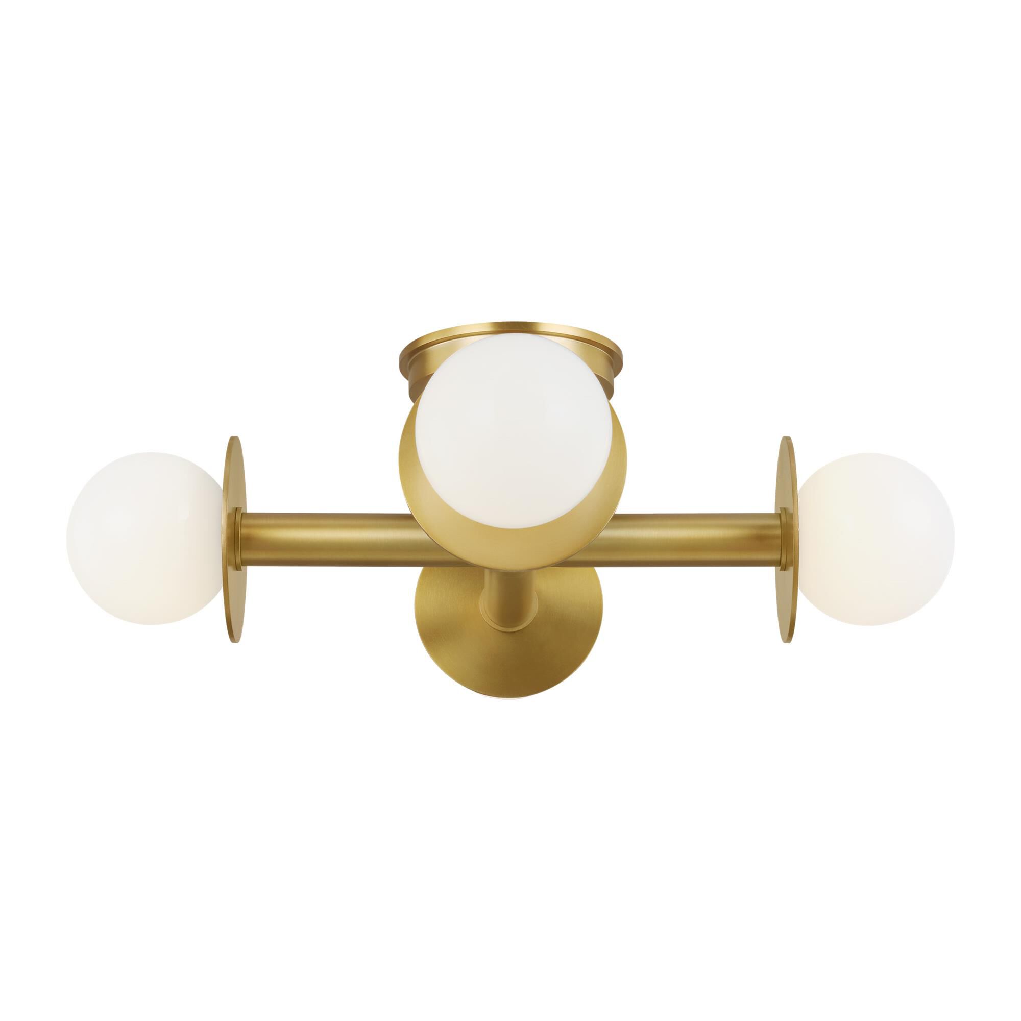 Shown in Burnished Brass finish and Milk Whitesteel glass