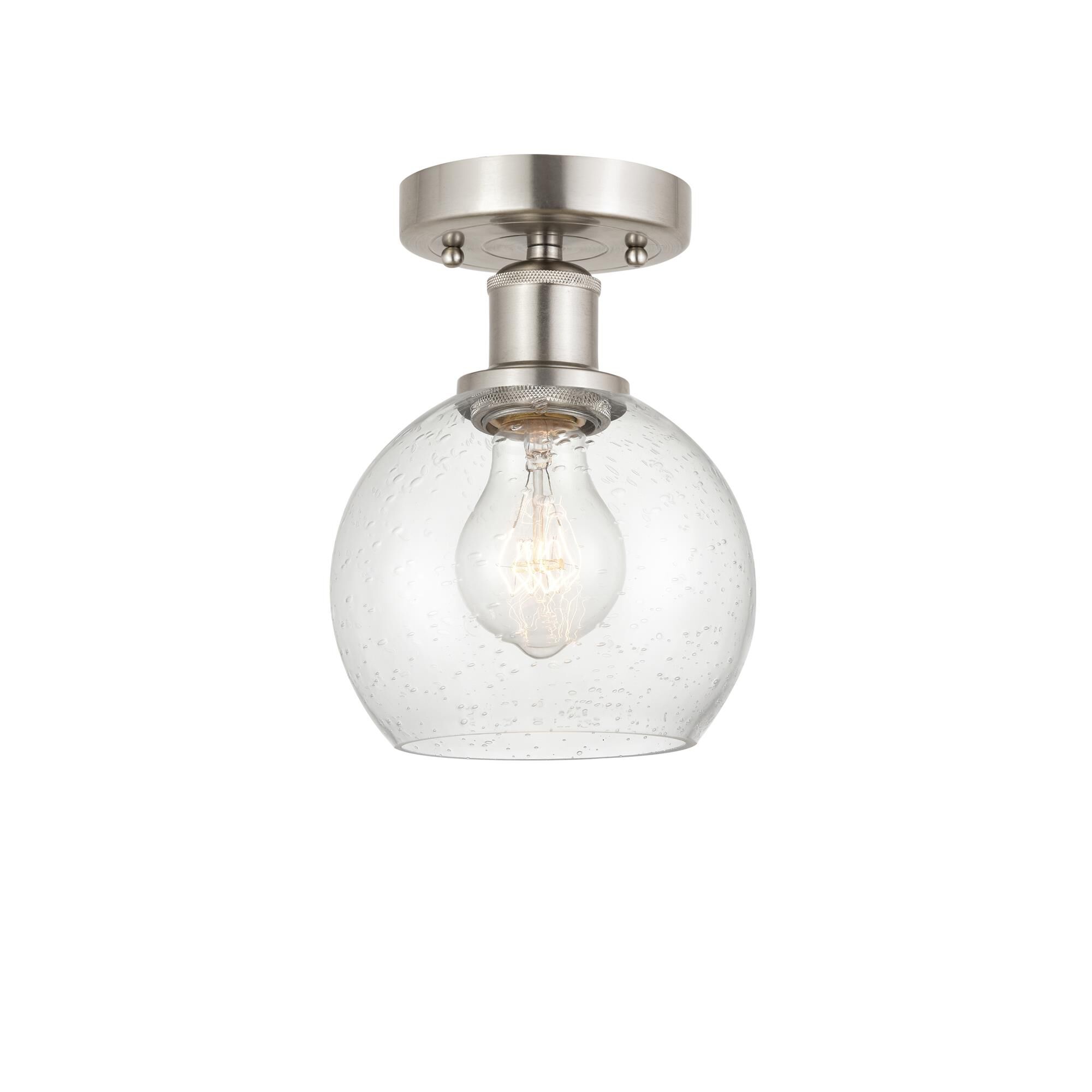 Shown in Brushed Satin Nickel finish and Seedy glass