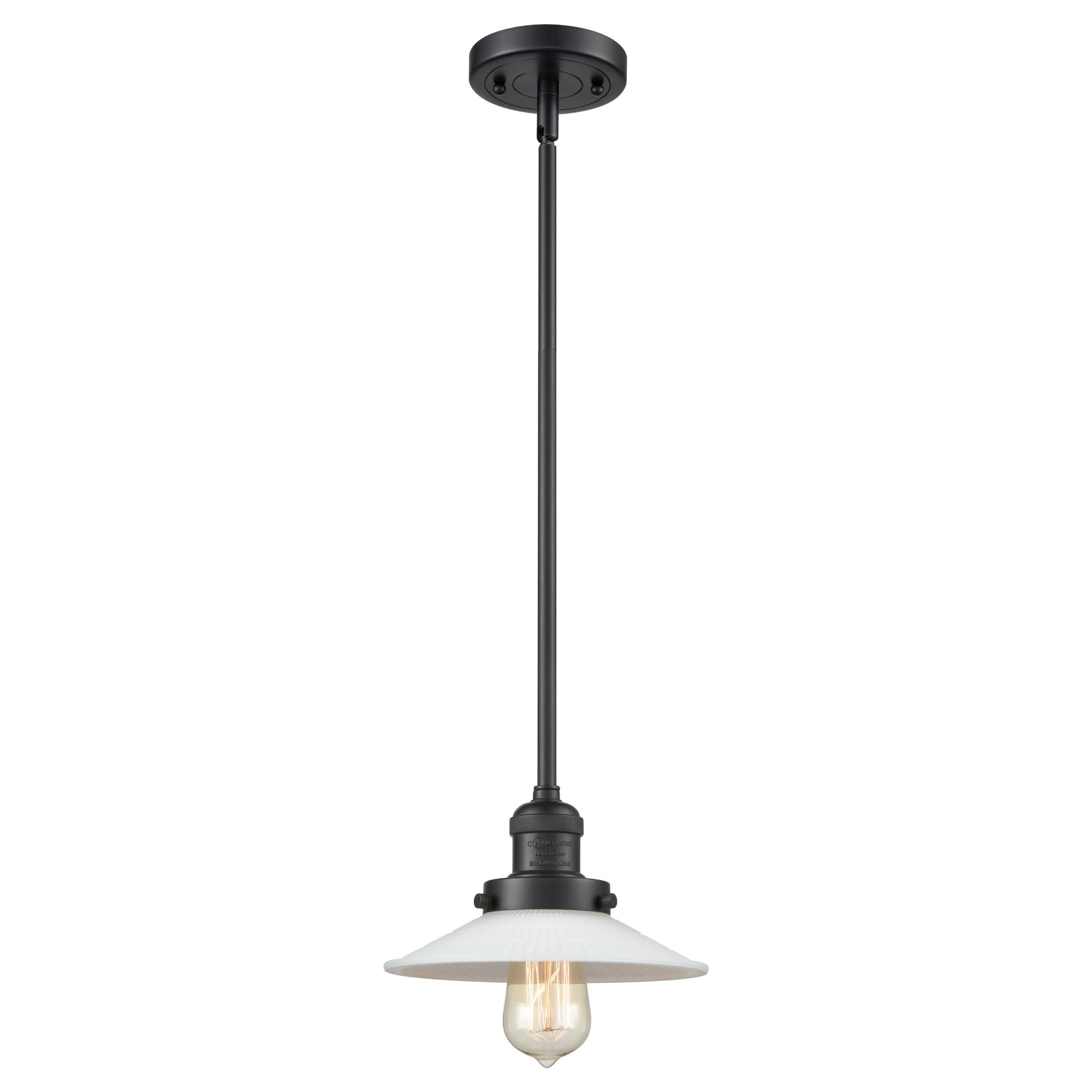 Shown in Matte Black finish and Matte White Halophane - Cone glass