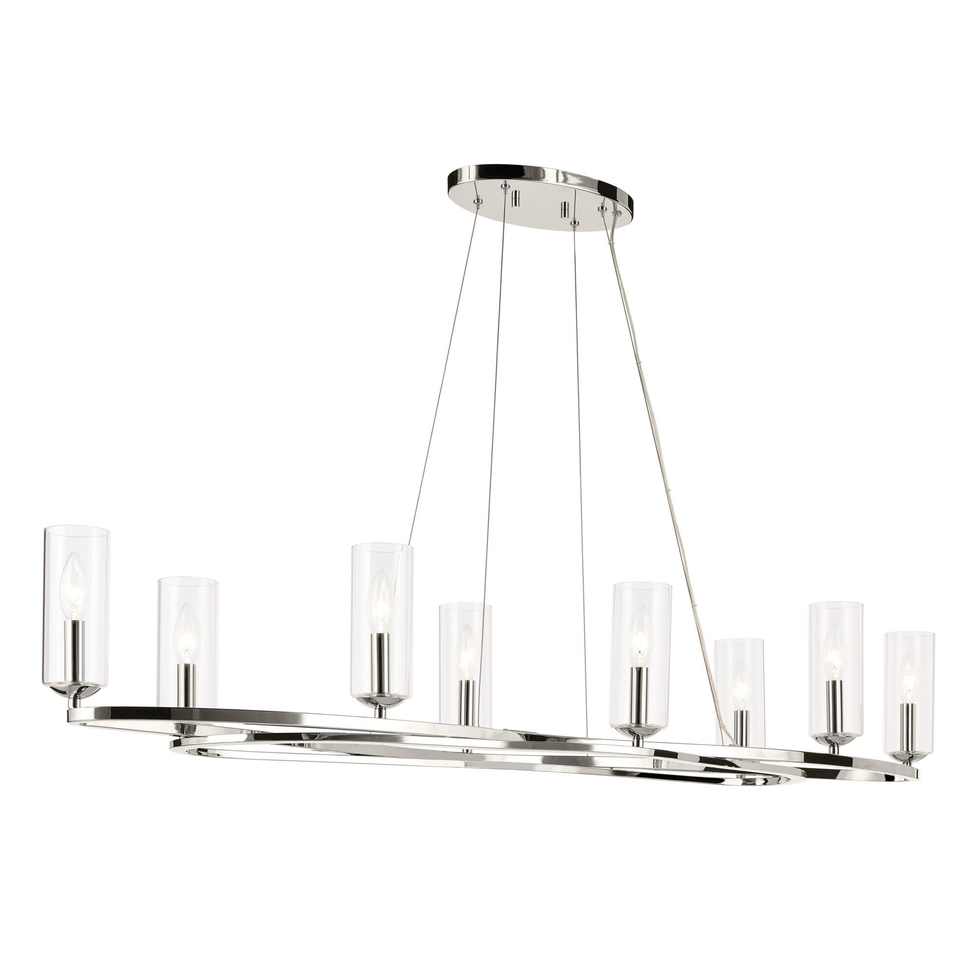 Shown in Polished Nickel finish and Clear glass