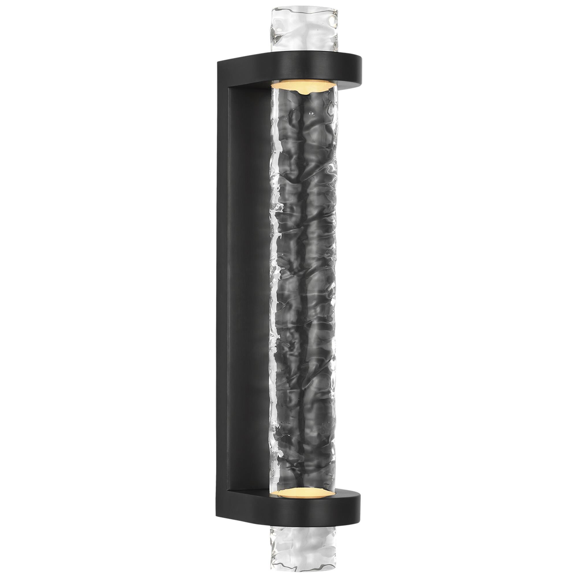Shown in Bronze finish and Clear Wavy glass