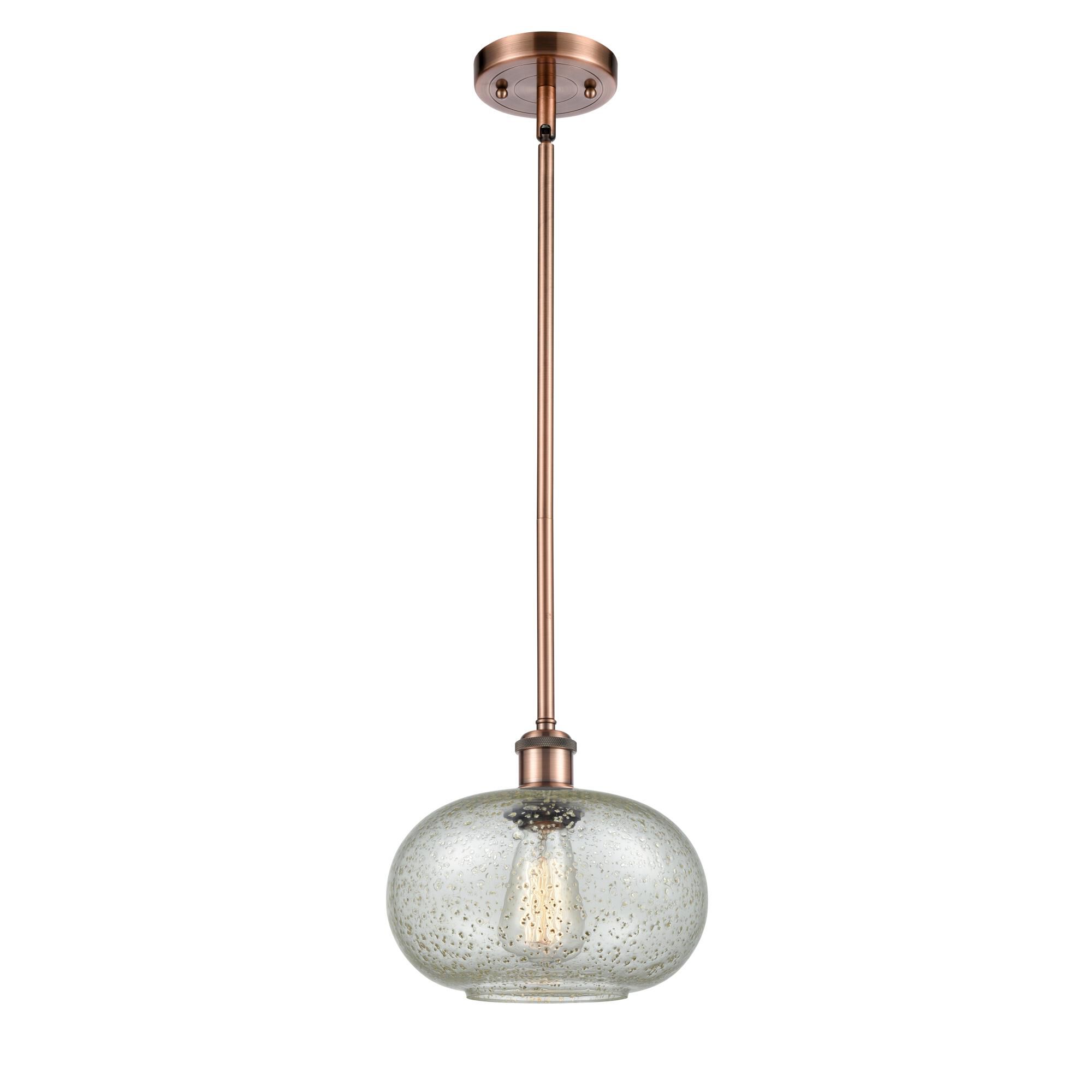 Shown in Antique Copper finish and Sphere glass and Glass shade