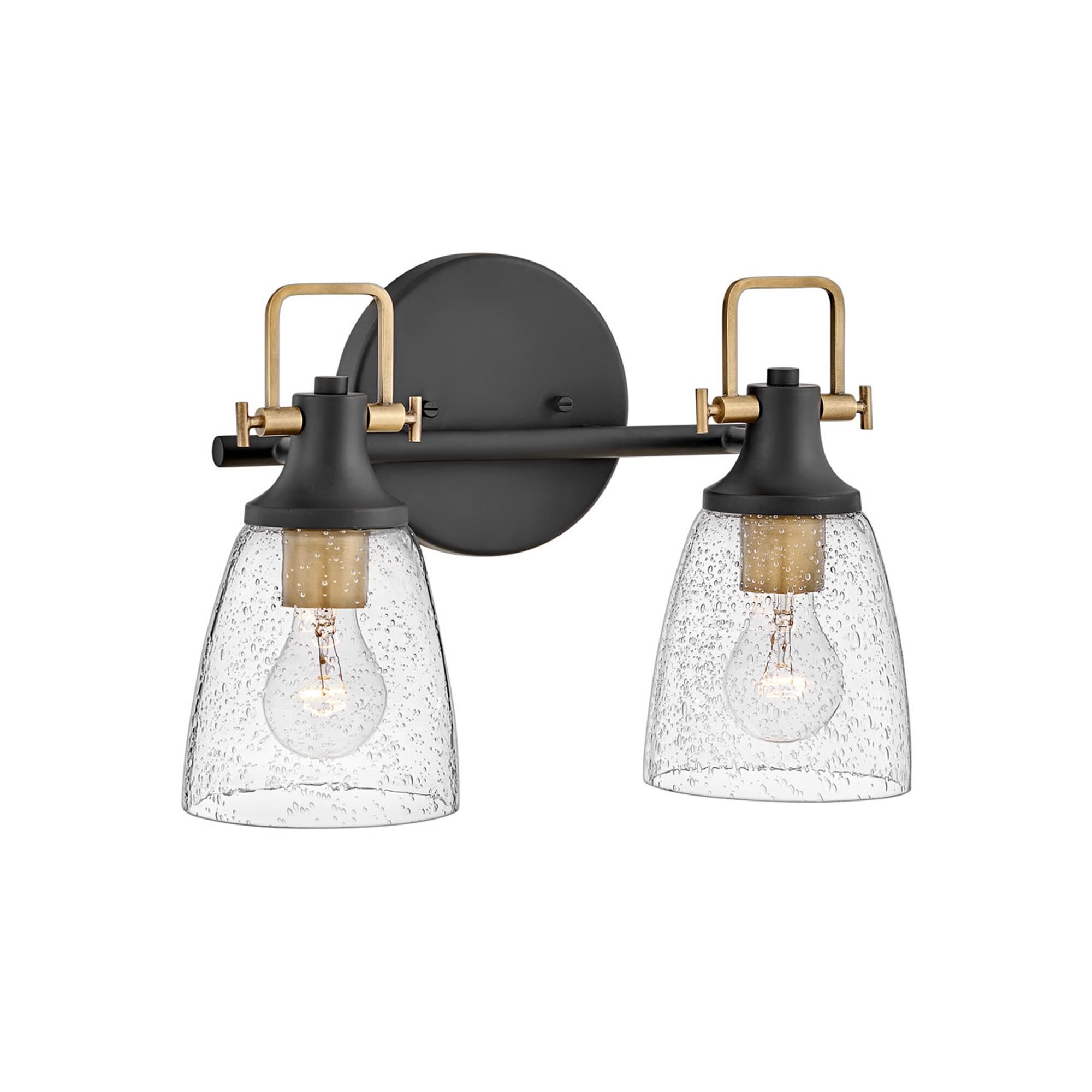 Shown in Black finish and Clear Seedy glass
