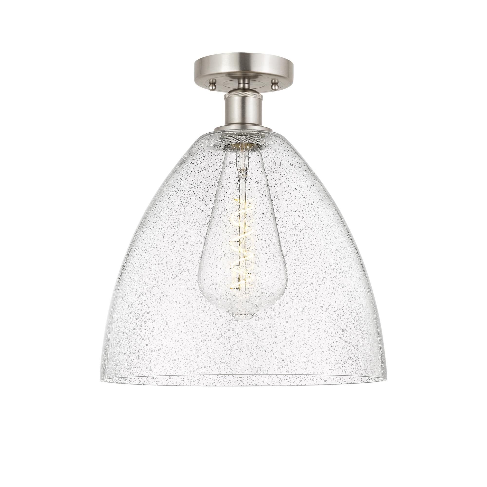 Shown in Brushed Satin Nickel finish and Seedy glass