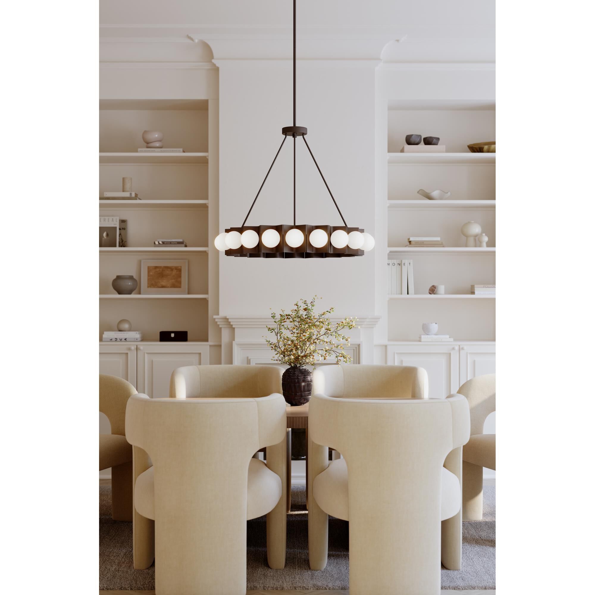 Shown in Dark Bronze finish and Etched Opal glass