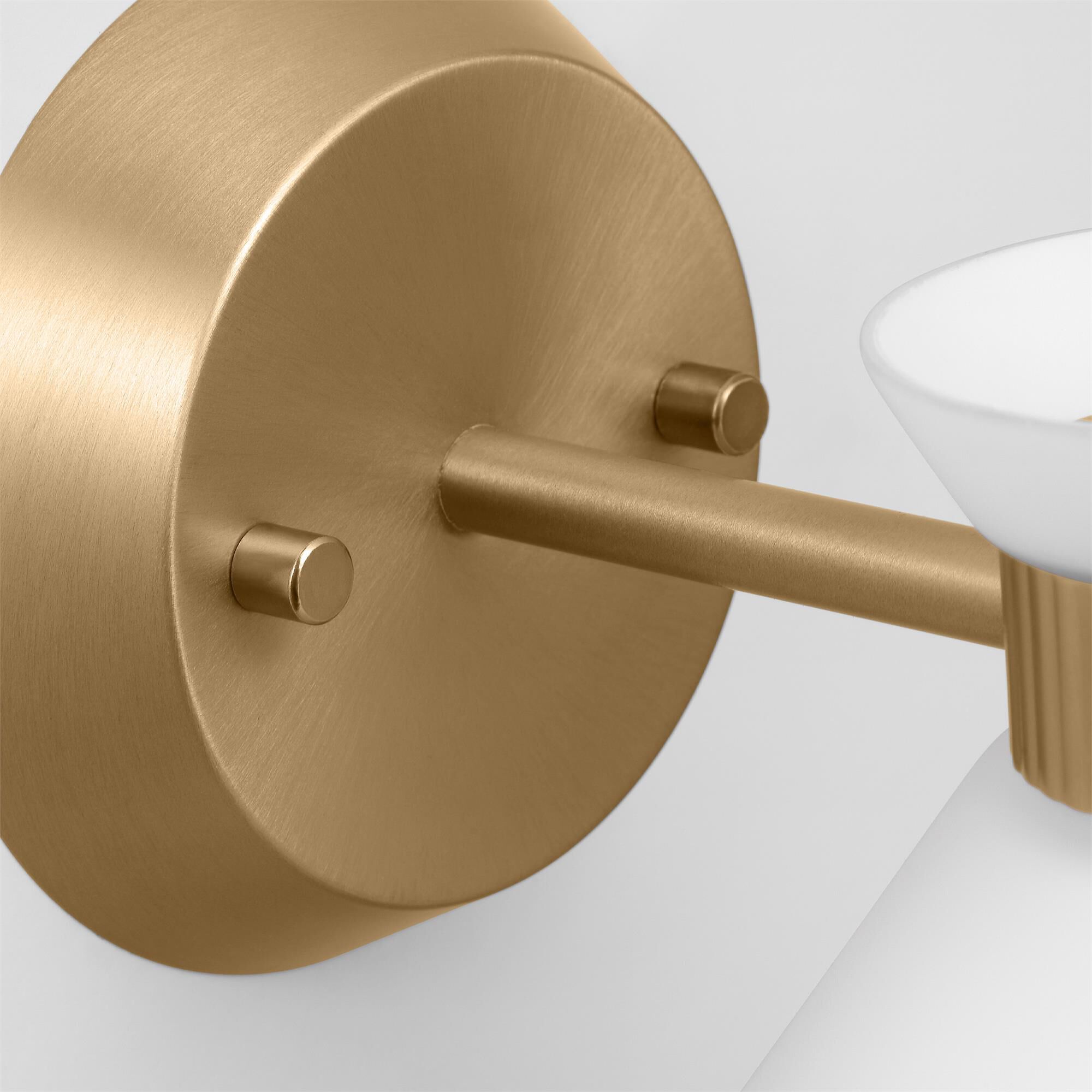 Shown in Satin Brass finish and Etched White glass