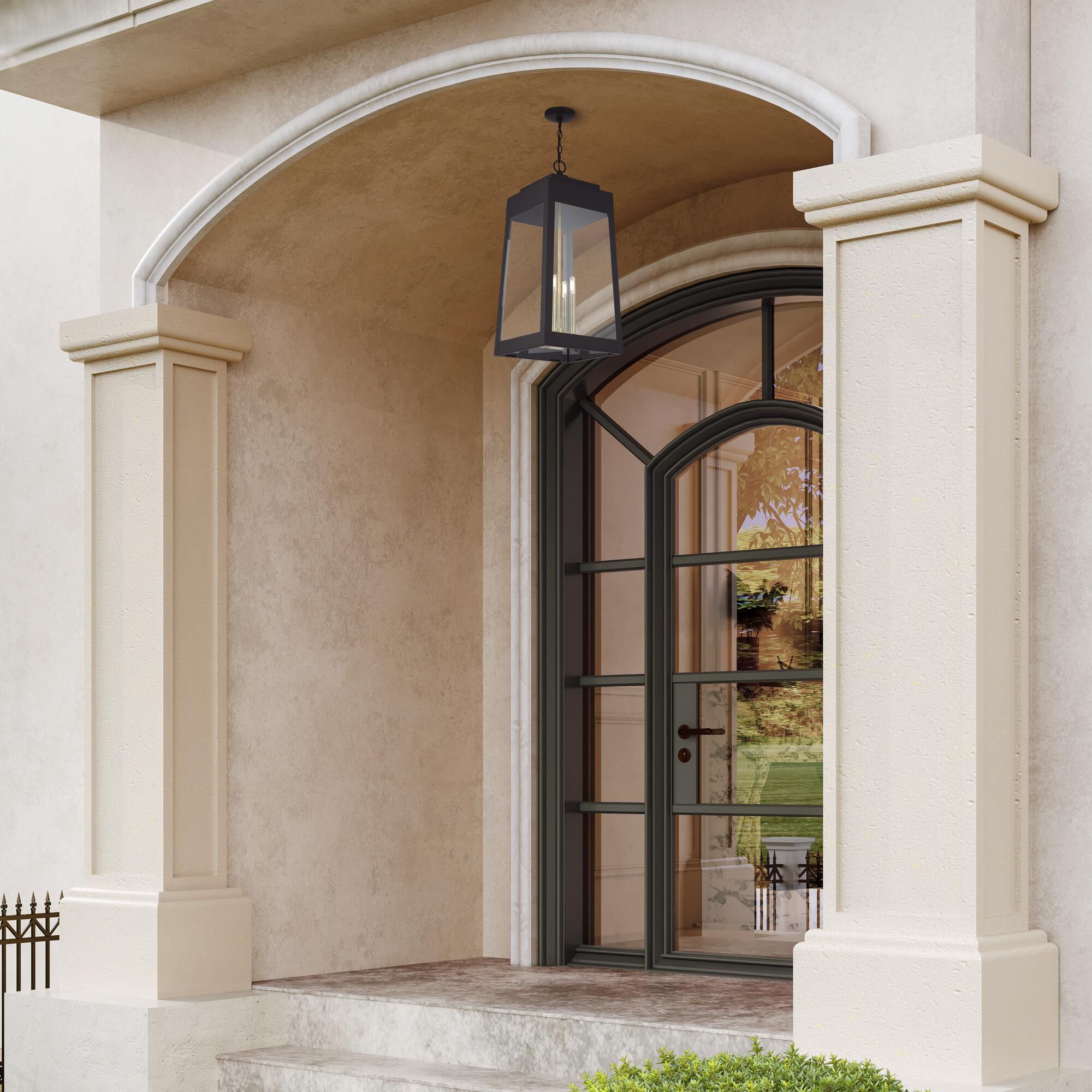 Shown in Bronze with Antique Brass Candles finish and Clear glass