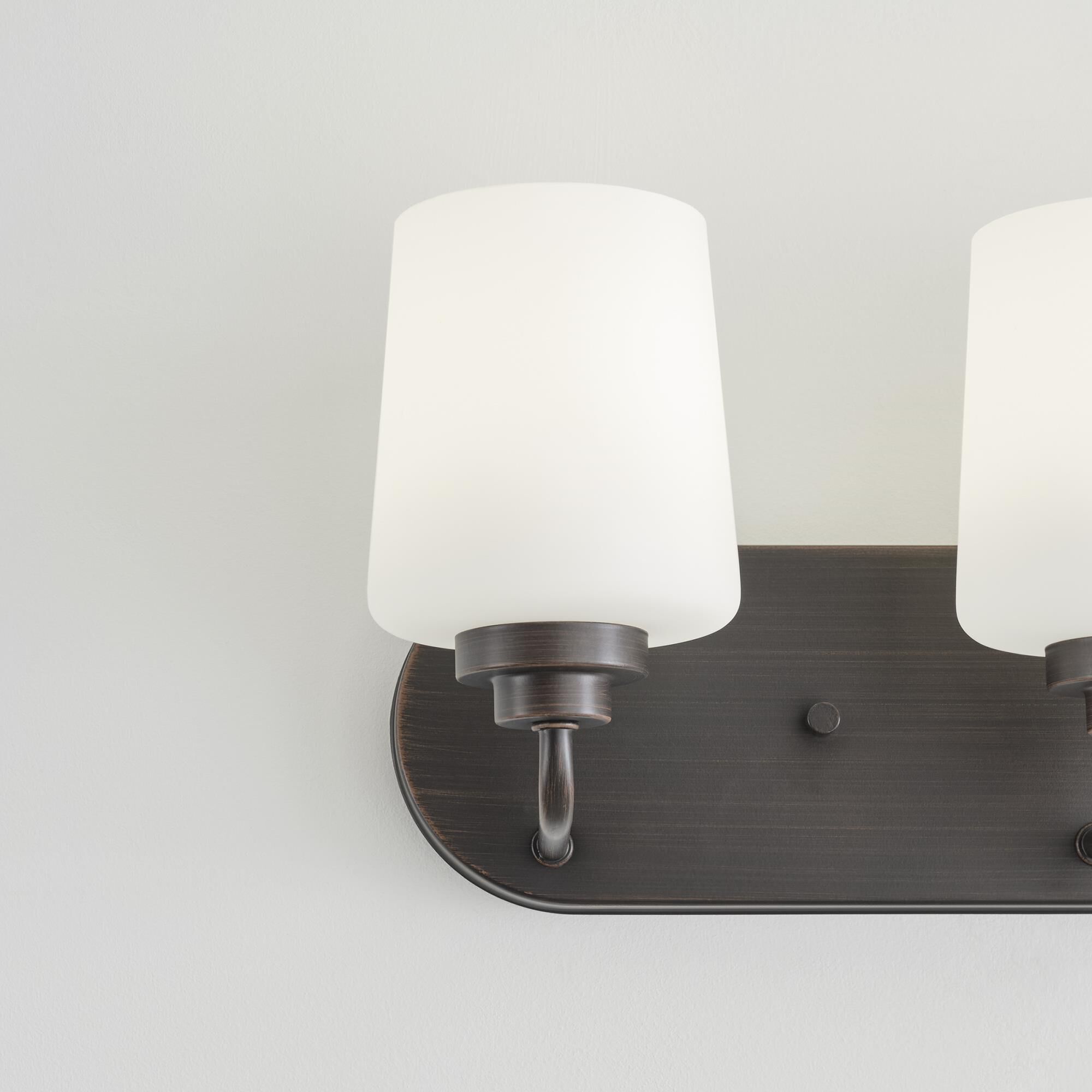 Shown in Bronze finish and Etched with White Inside glass