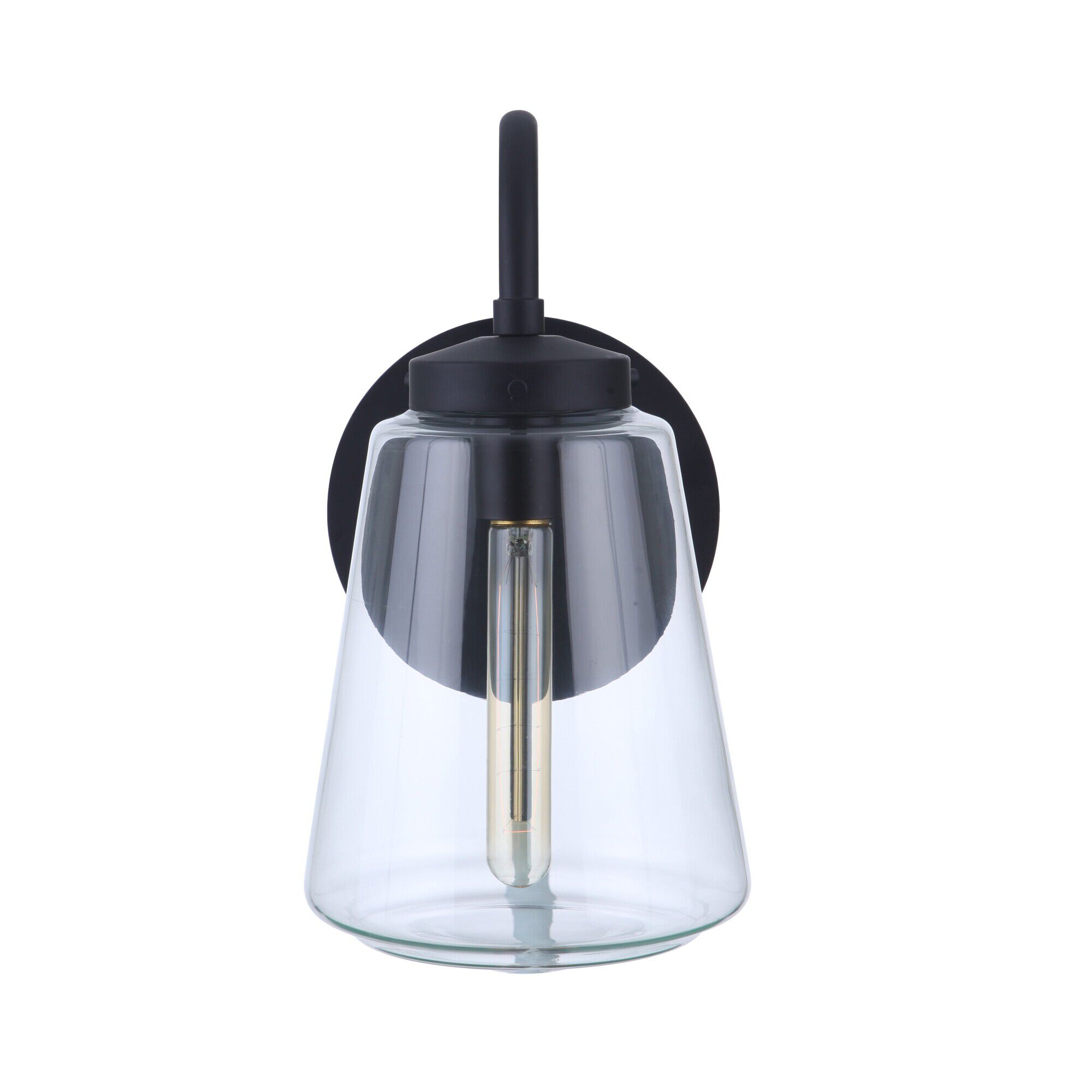 Shown in Midnight finish and Clear glass and Glass shade