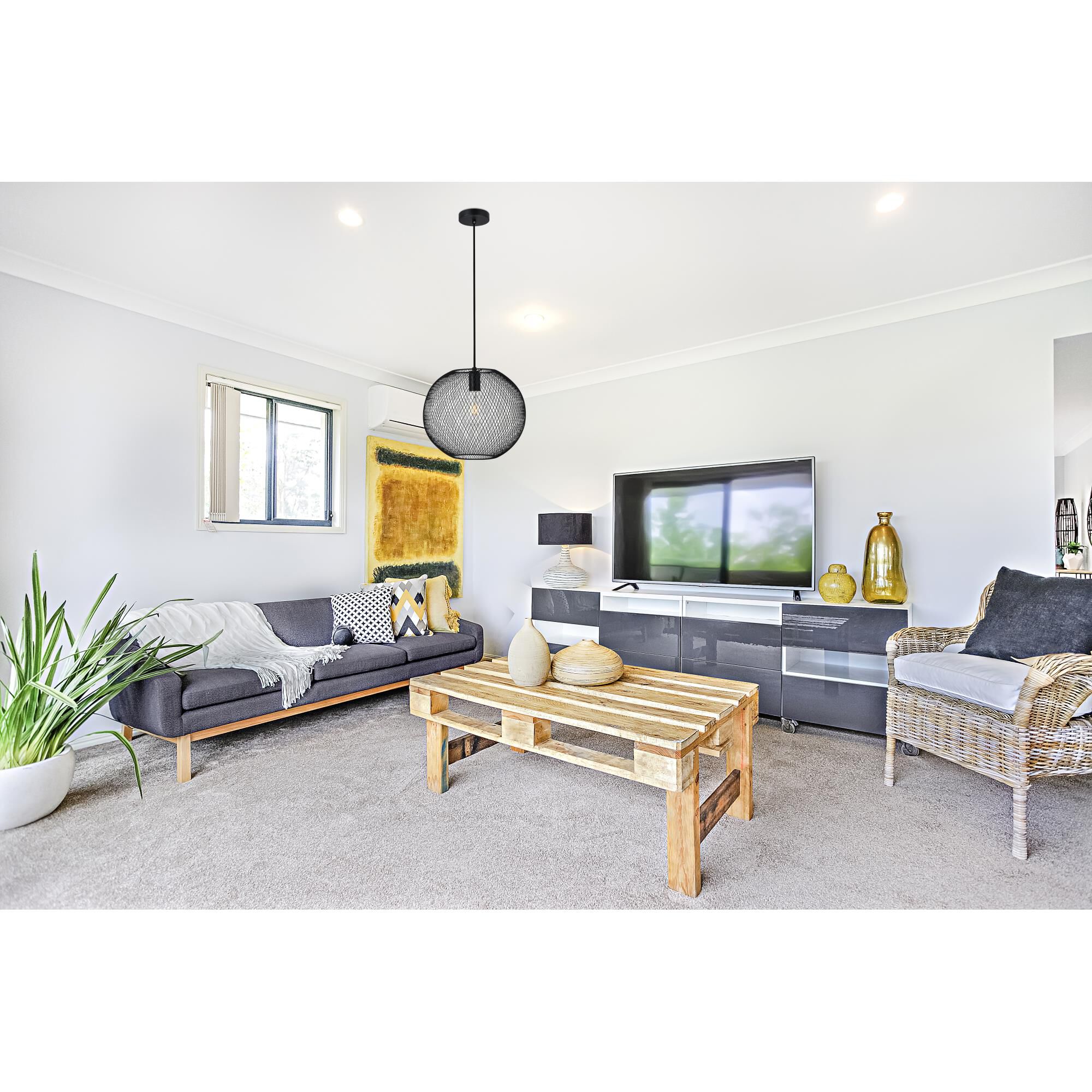 Shown in Black finish and Black Iron shade