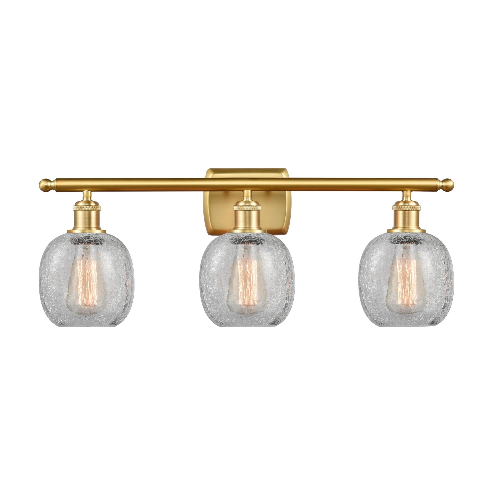 Shown in Satin Gold finish and Crackled glass