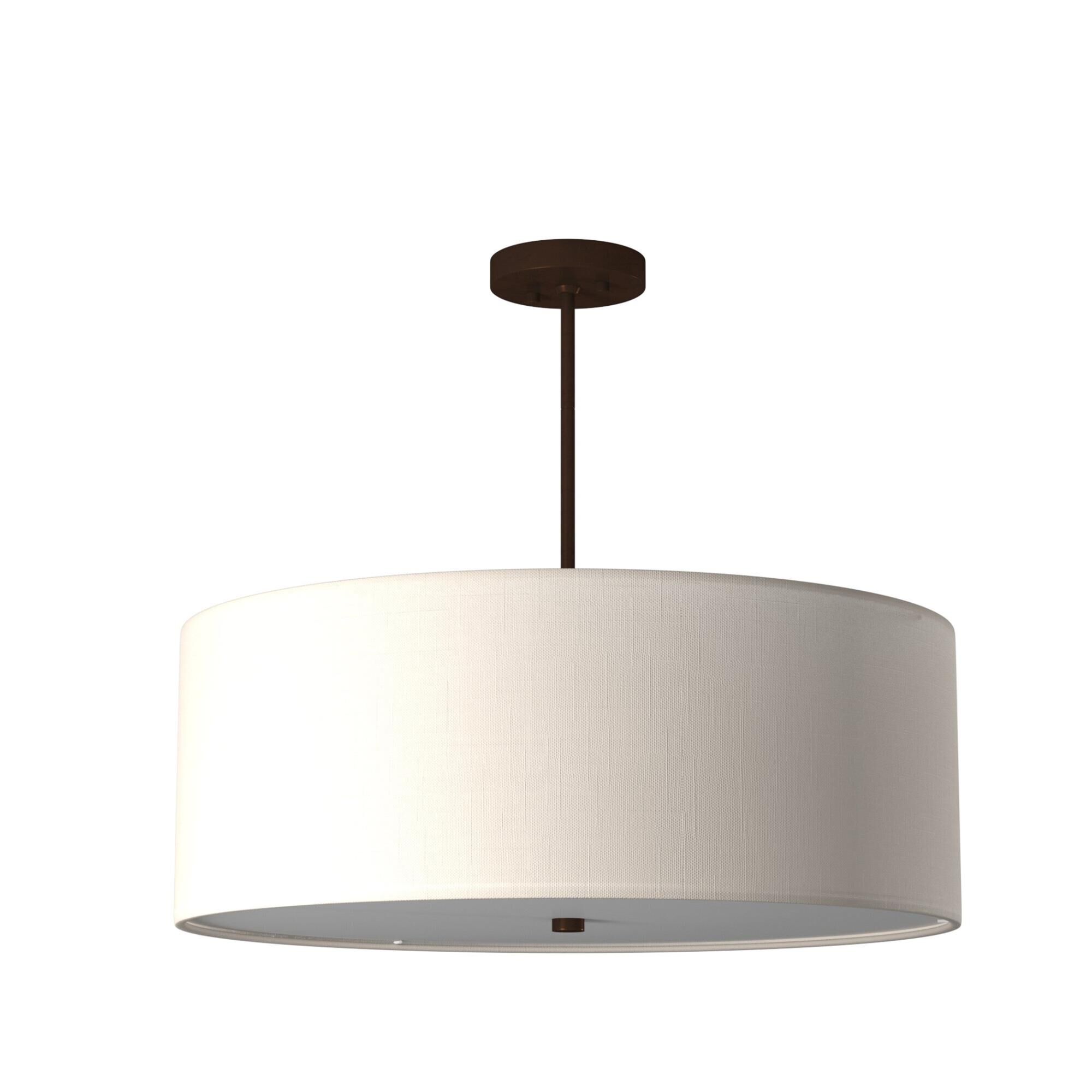 Shown in Dark Bronze finish and White Linen Woven Fabric shade