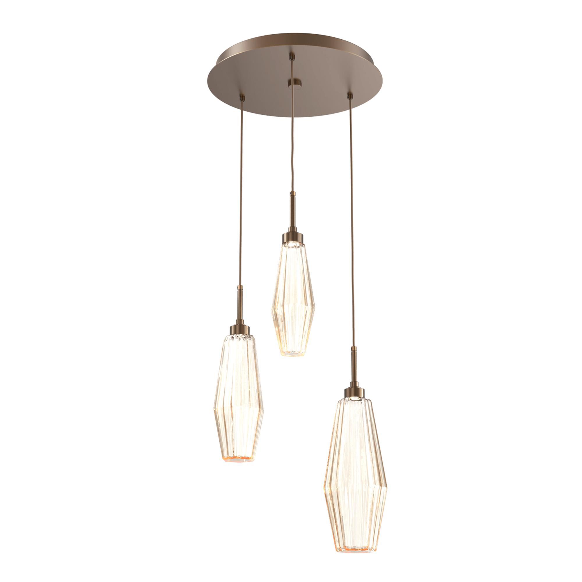 Shown in Flat Bronze finish and Optic Rib Amber glass