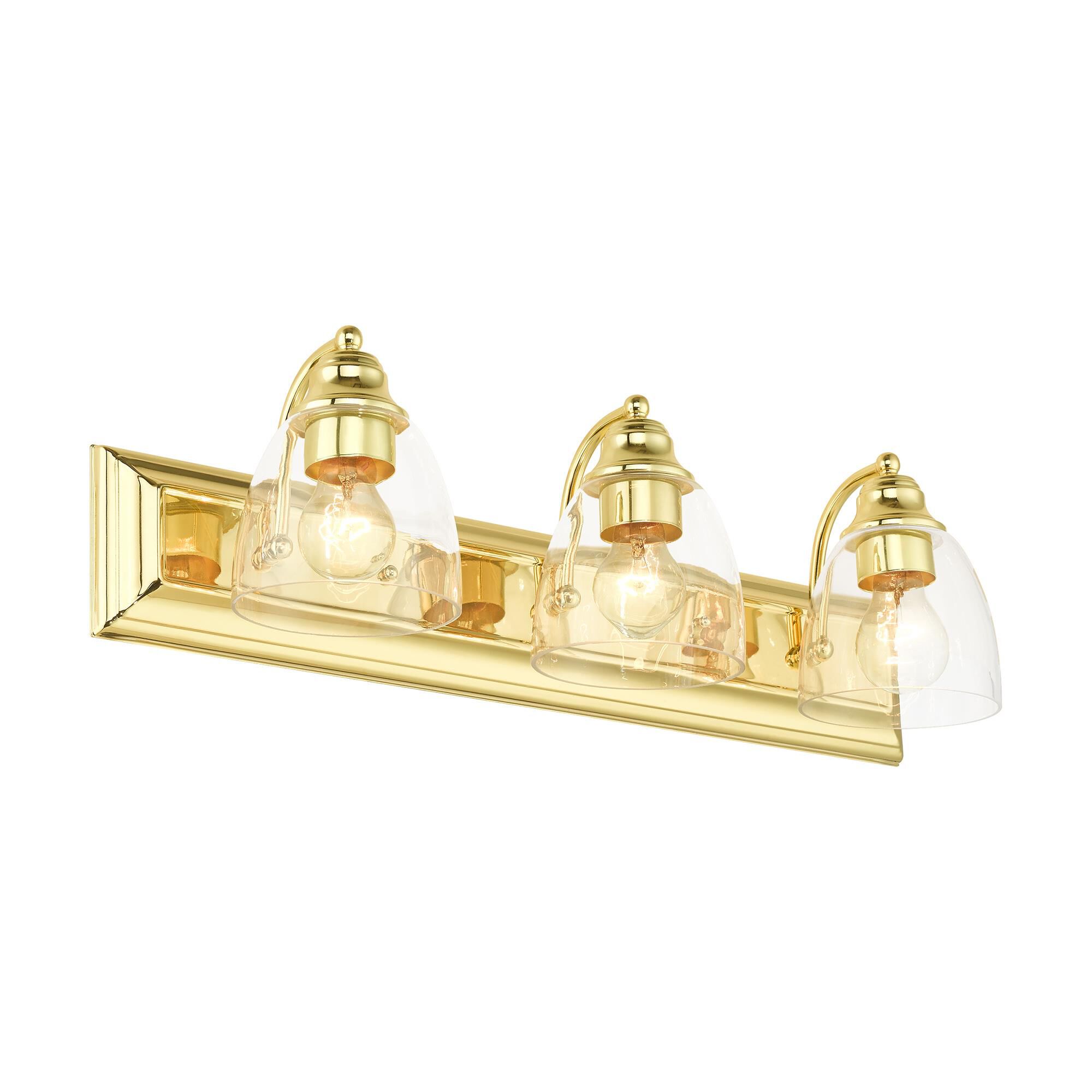 Shown in Polished Brass finish and Hand Blown Clear glass