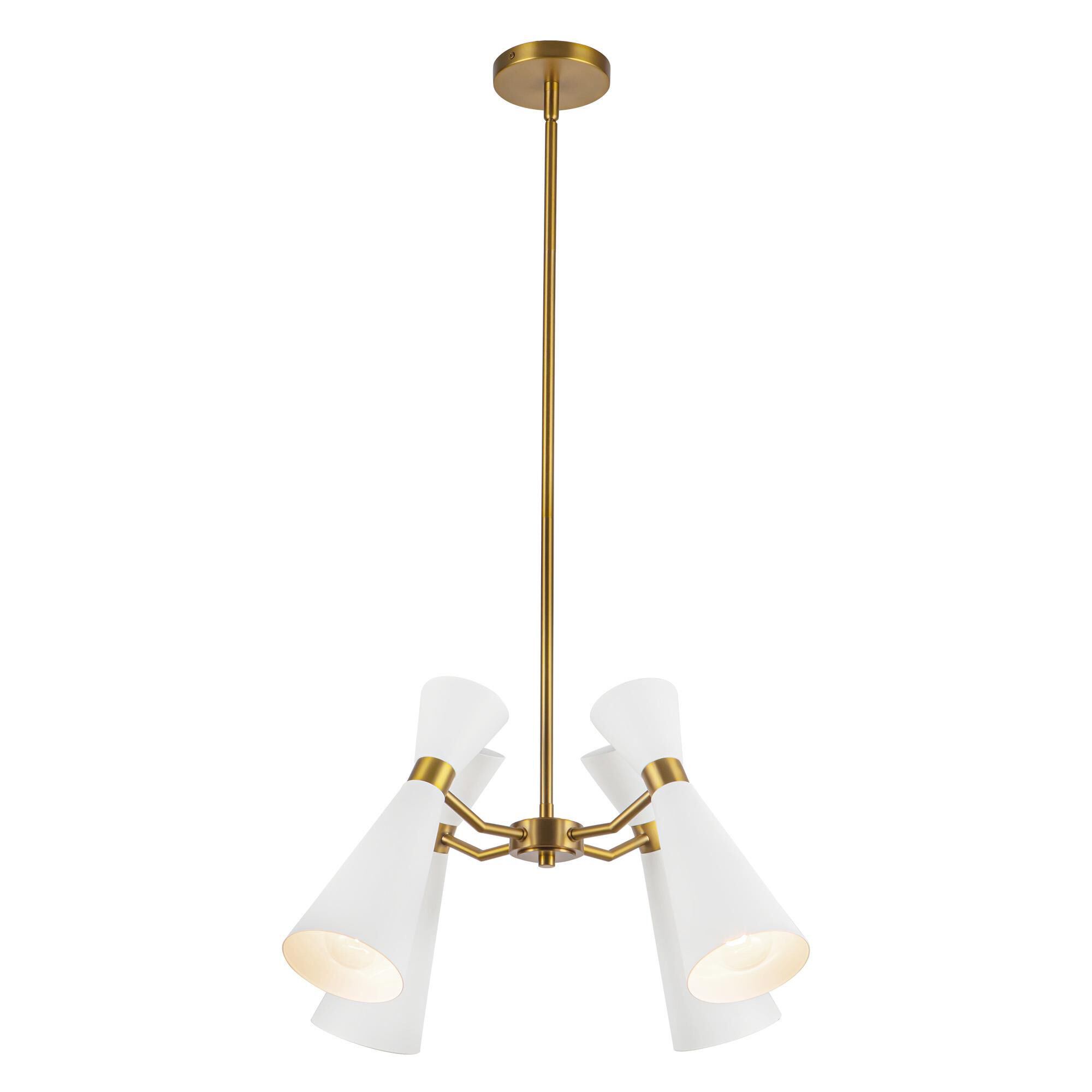 Shown in White and Aged Gold finish and Steel shade