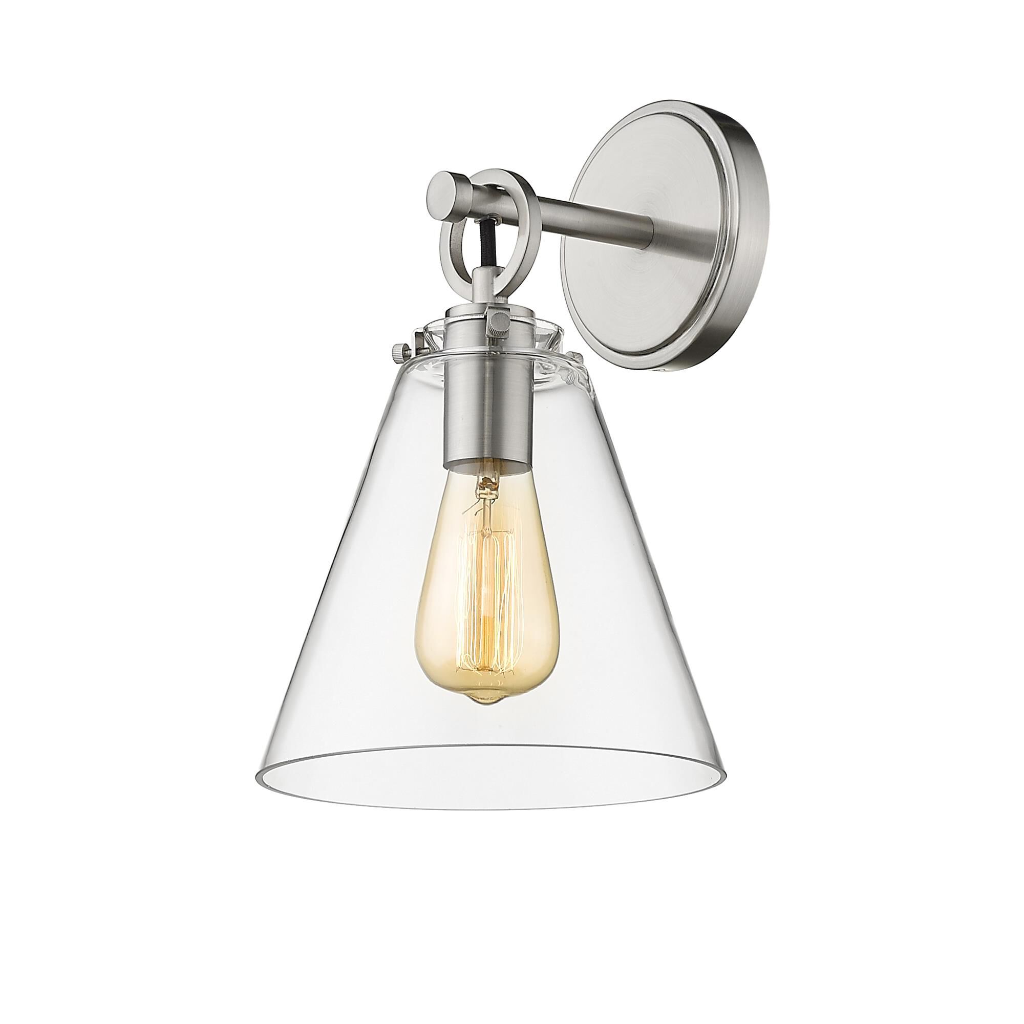 Shown in Brushed Nickel finish and Glass shade