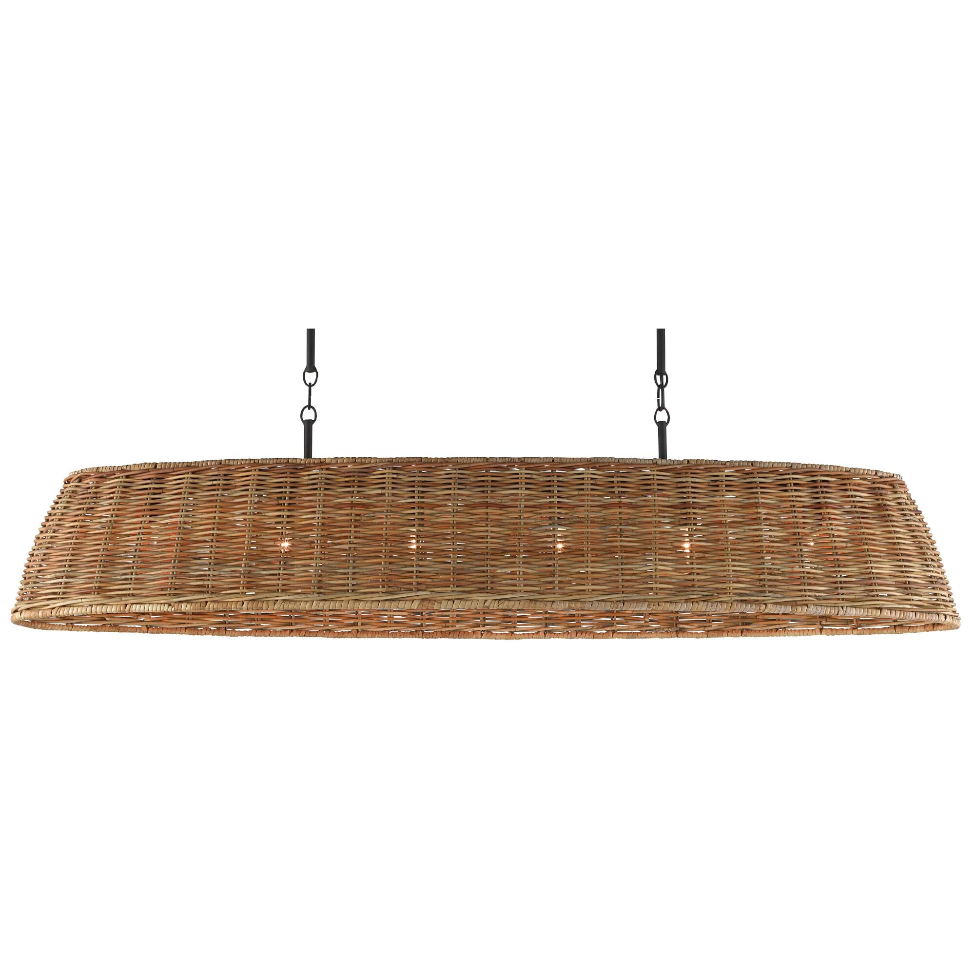 Basket 54 Inch 6 Light Linear Suspension Light by Currey and Company