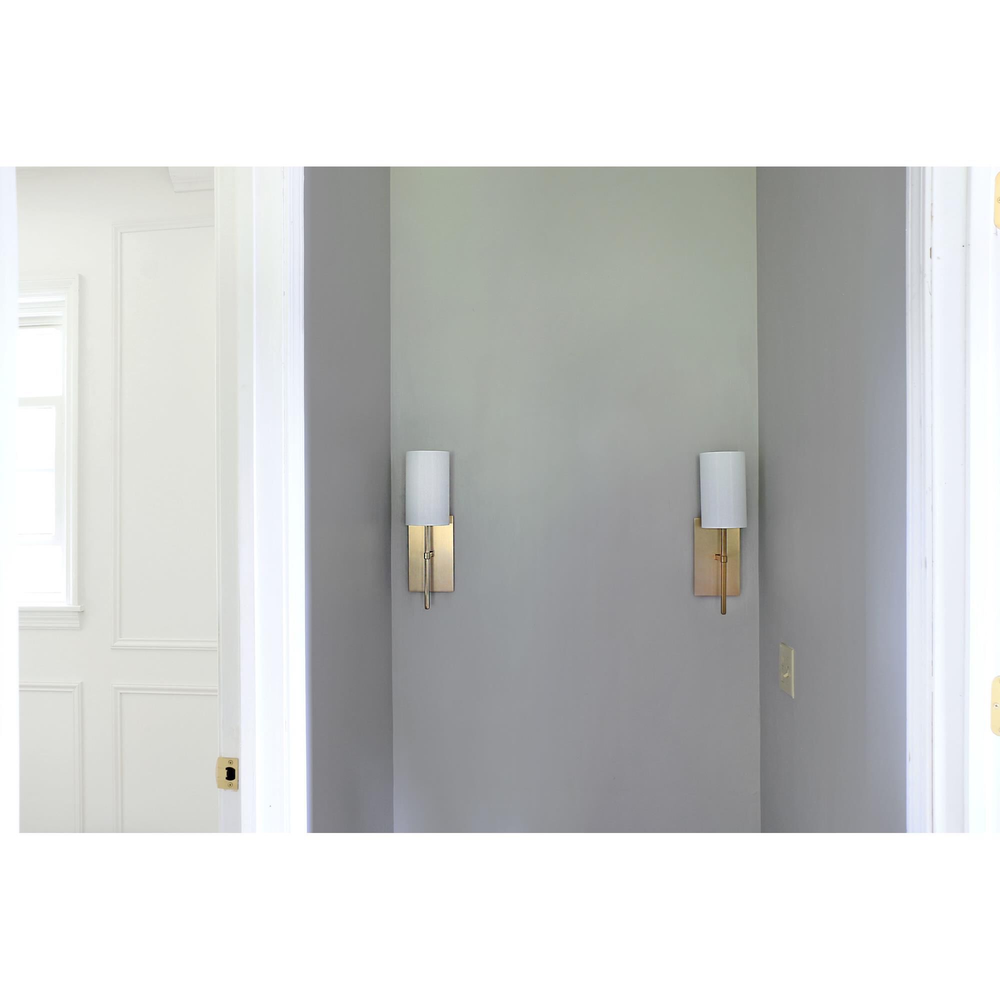 Shown in Aged Brass finish and White Silk glass and White Silk shade