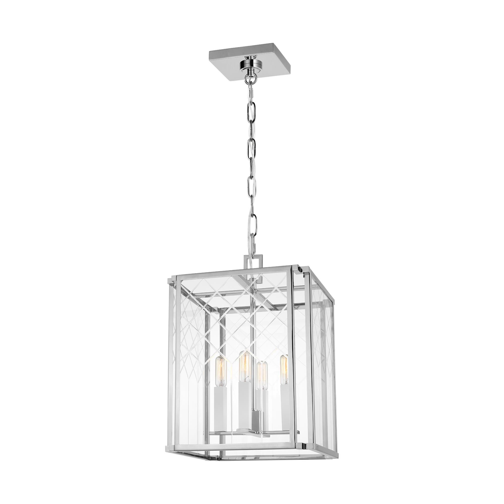 Shown in Polished Nickel finish and Clear With Diamond Cut Pattern glass