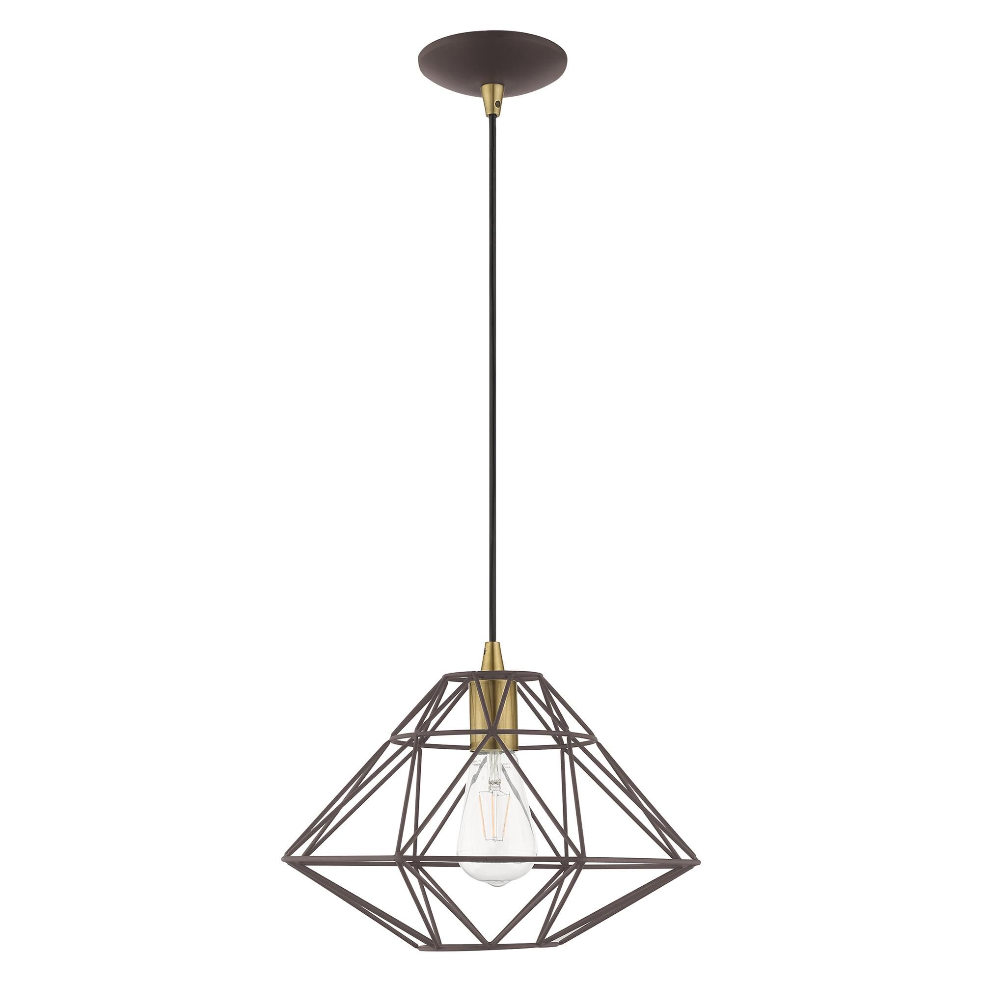 Shown in Bronze finish and Bronze Geometric Metal shade
