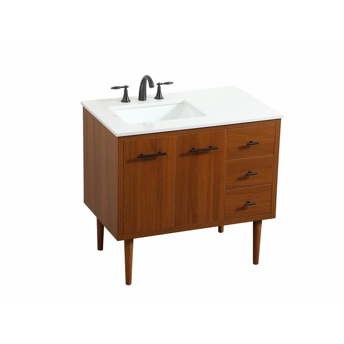 Shown in Teak finish and No Backsplash accent
