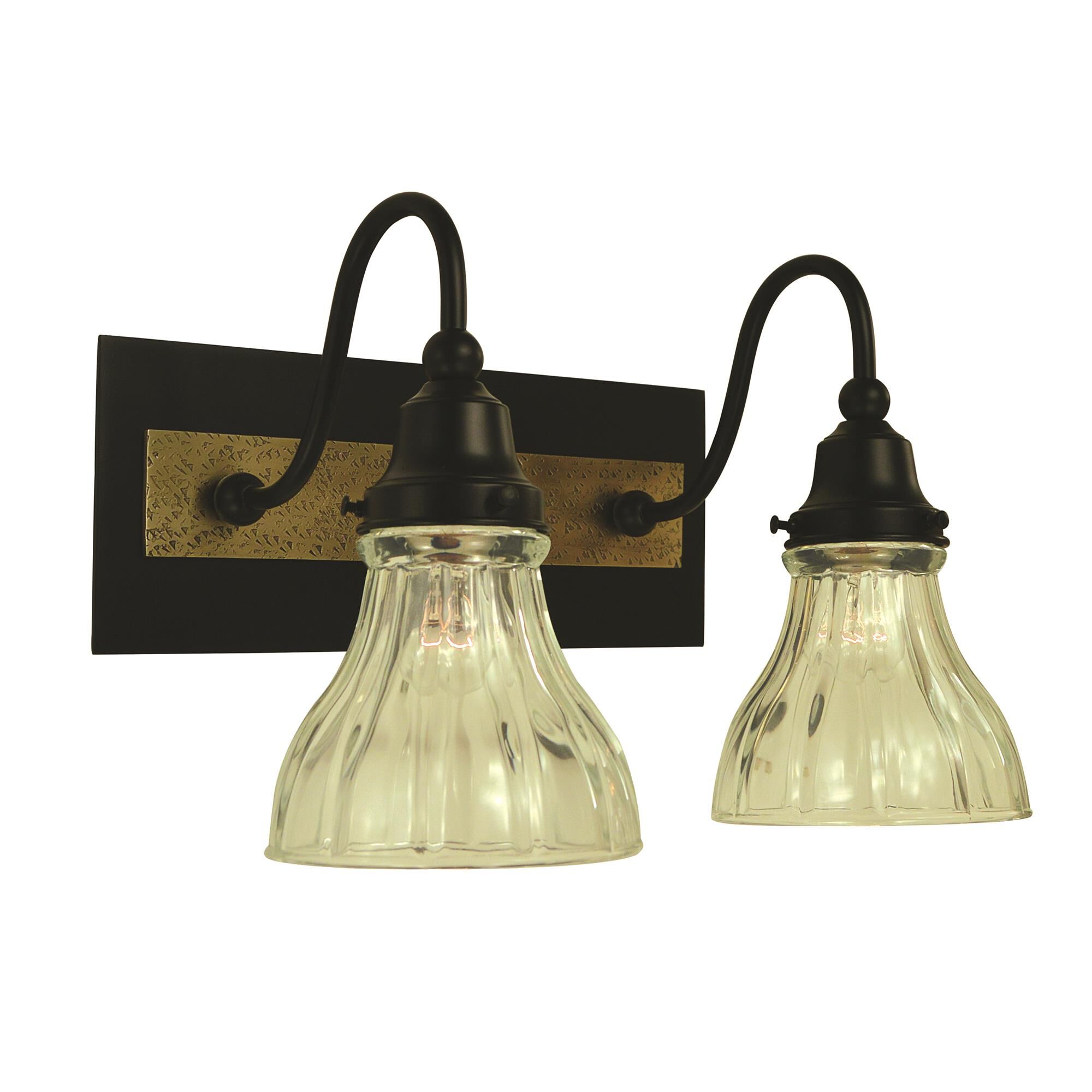 Shown in Matte Black And Antique Brass finish and Clear Glass shade