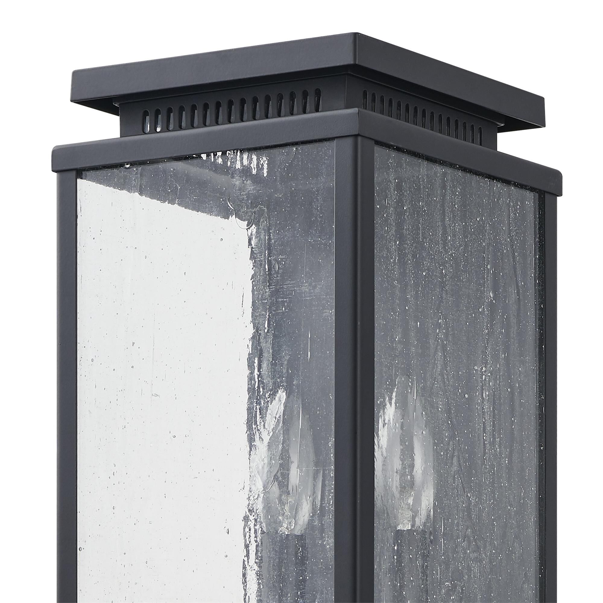 Shown in Matte Black finish and Clear Antique glass