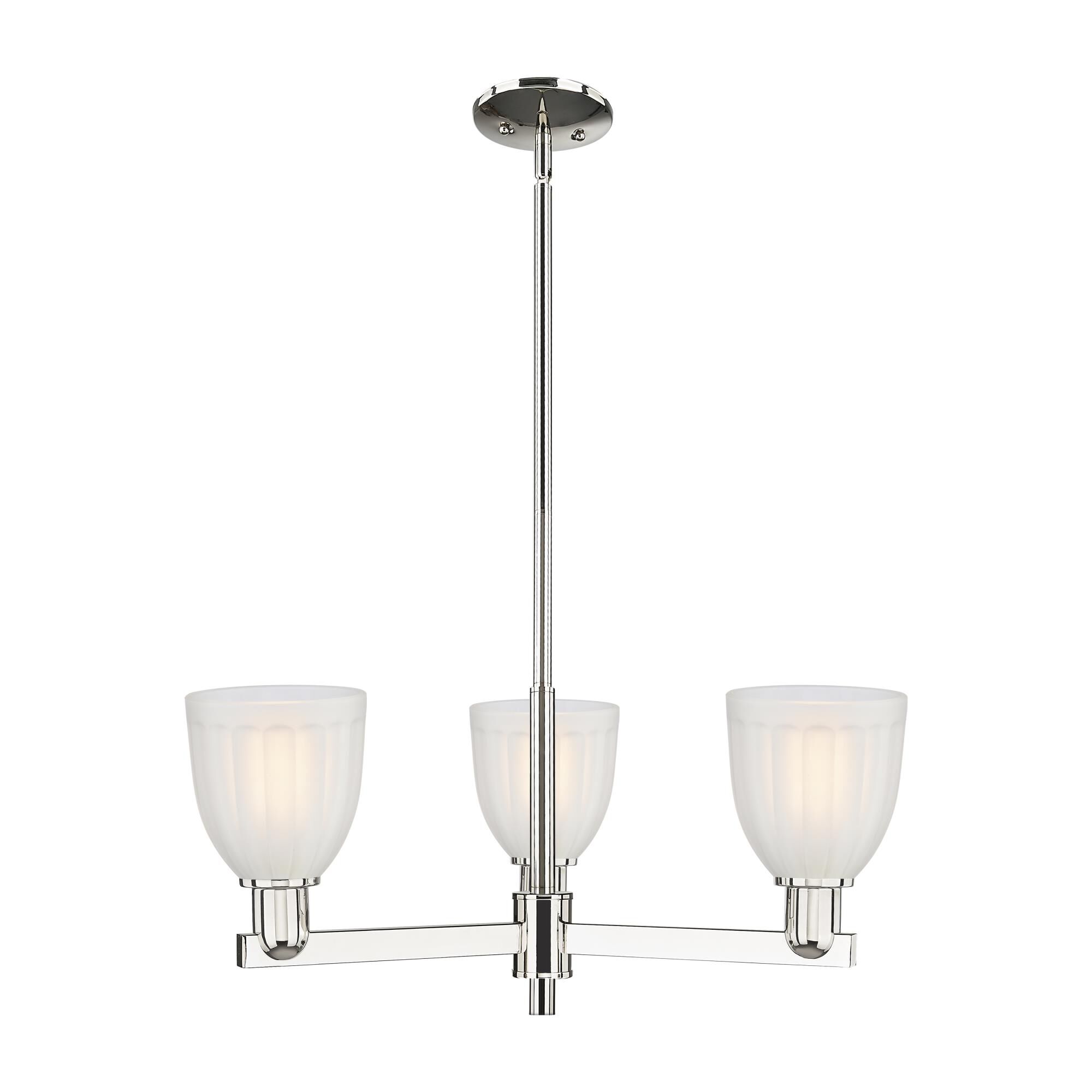 Shown in Polished Nickel finish and White glass