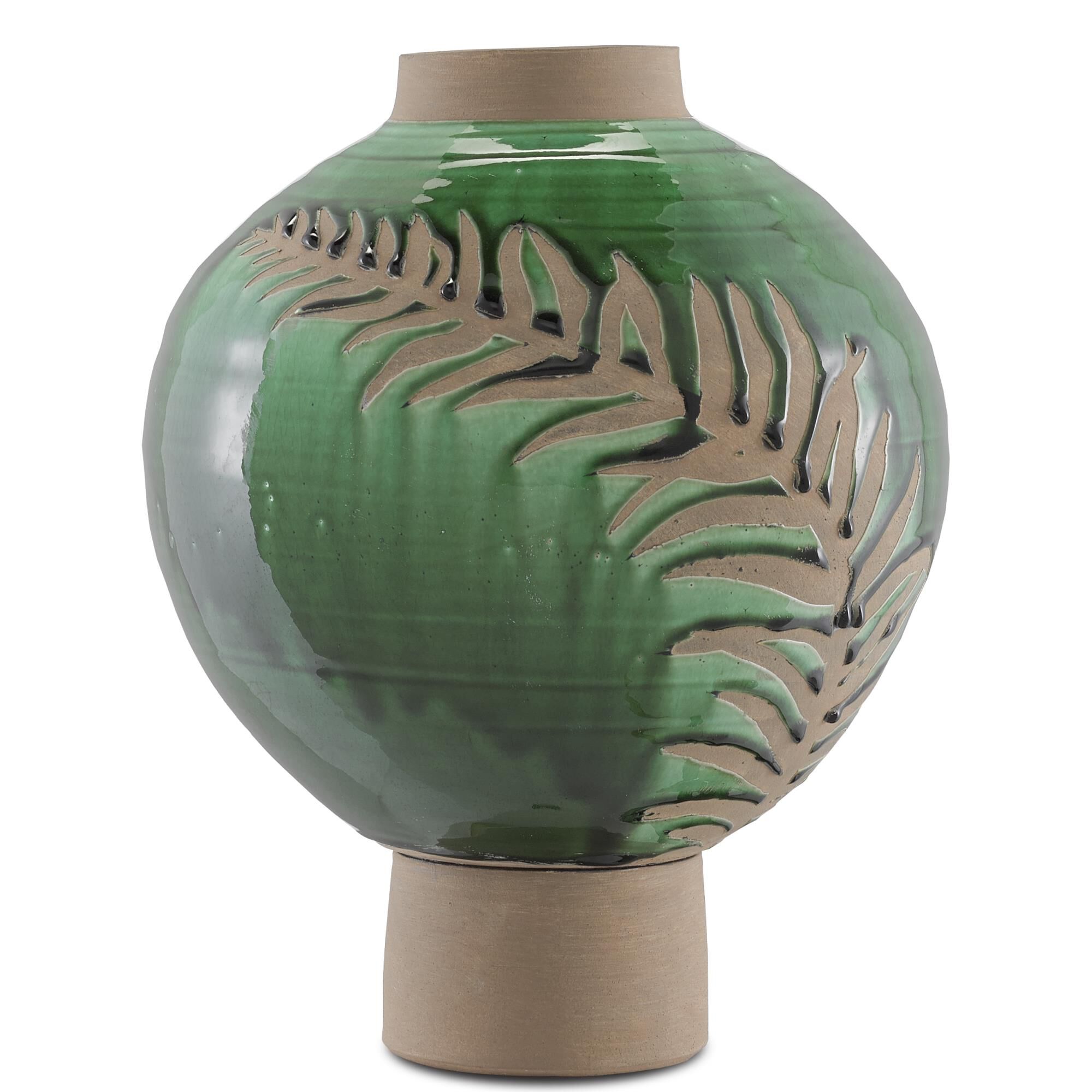Fern Large Emerald Vase Vase-Urn by Currey and Company