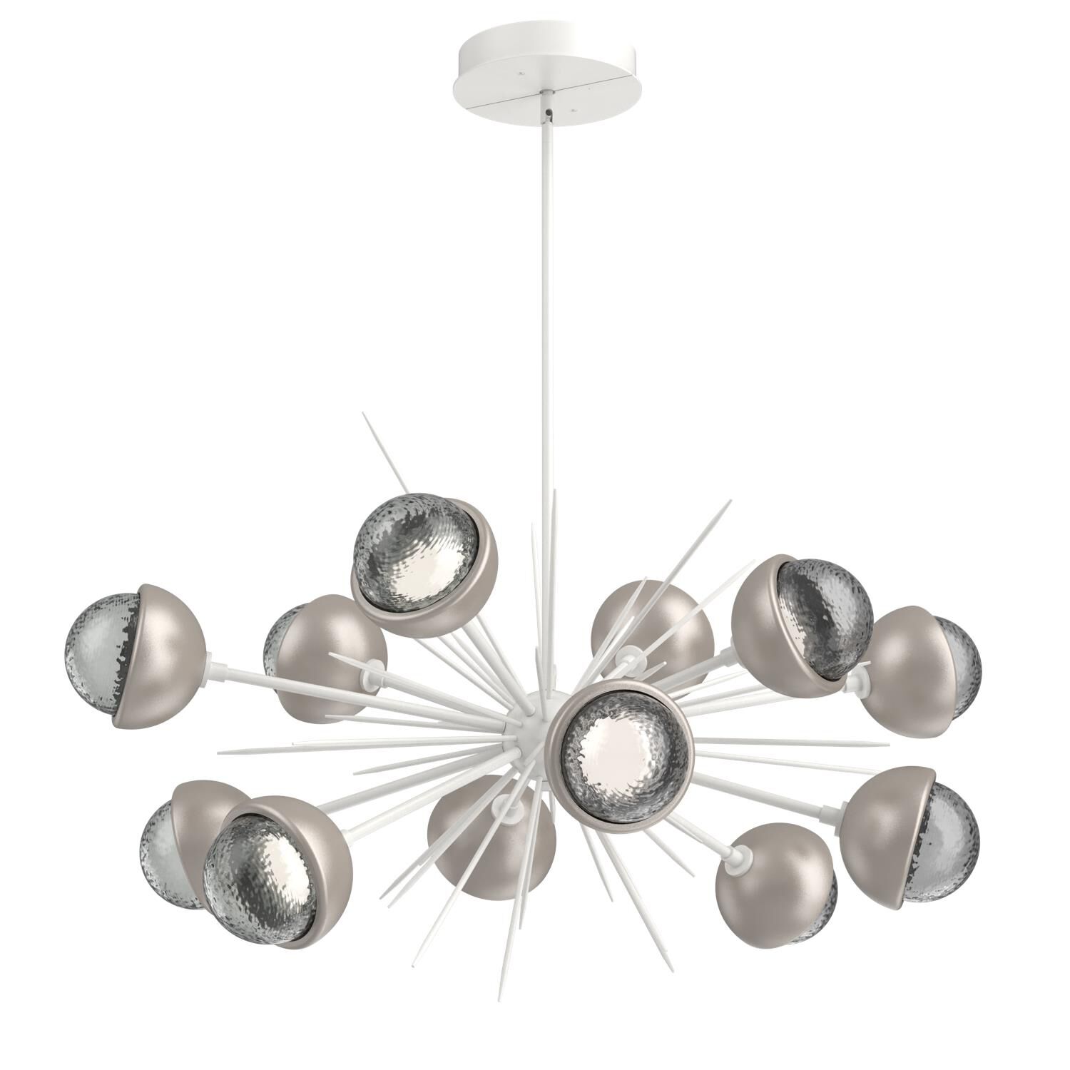 Shown in Salt White finish and Smoke glass and Beige Silver accent