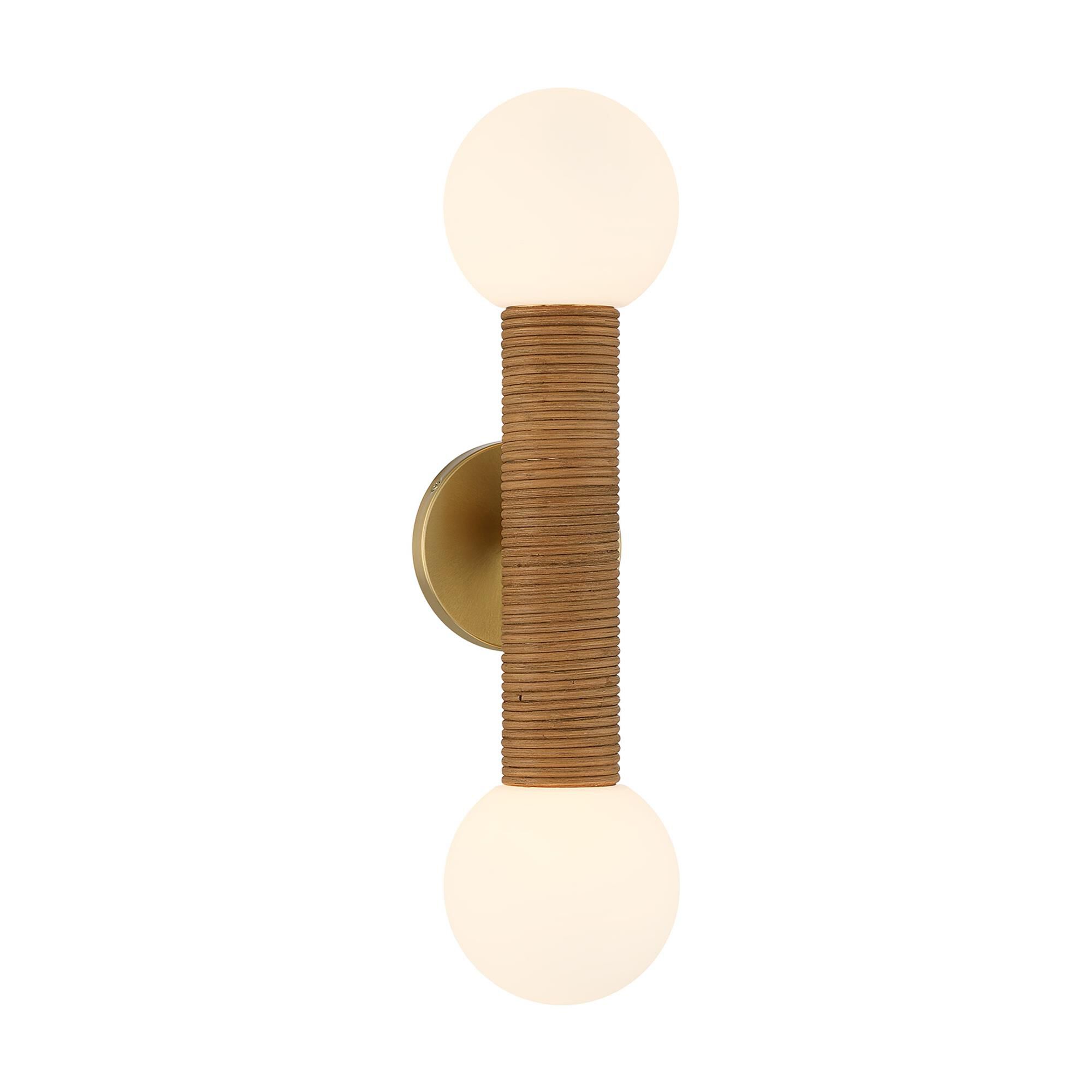 Shown in Warm Brass finish and White Opal glass