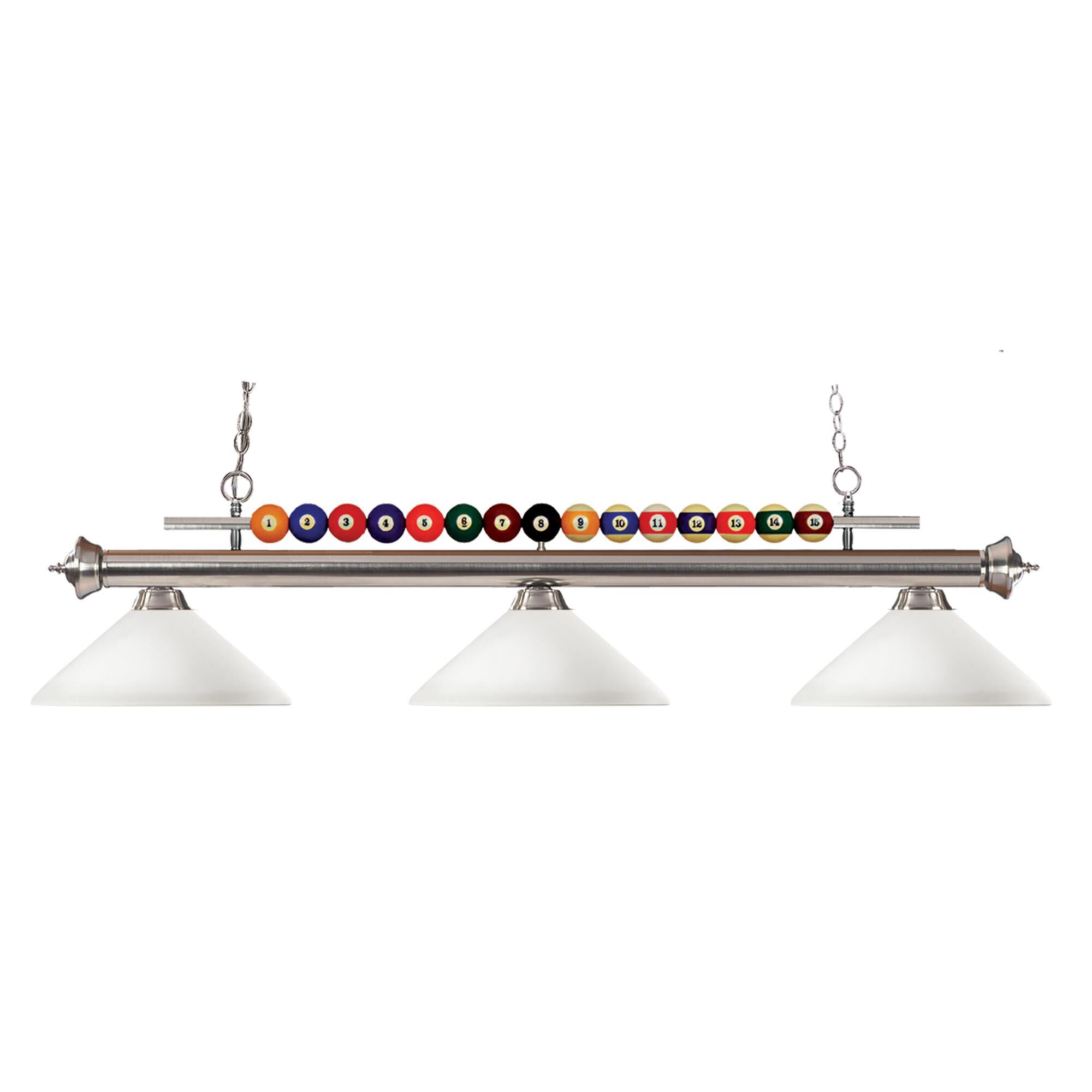 Shown in Brushed Nickel finish and Glass shade