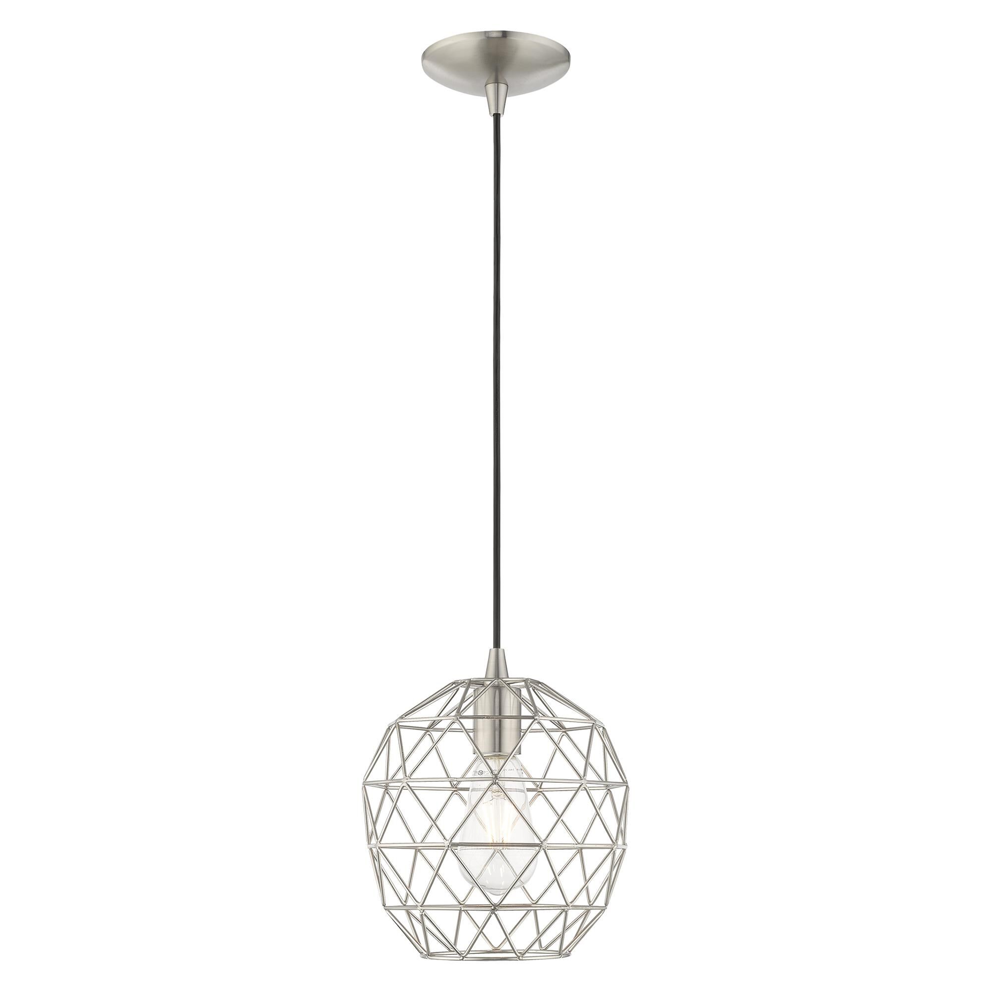 Shown in Brushed Nickel finish and Brushed Nickel Geometric Metal shade