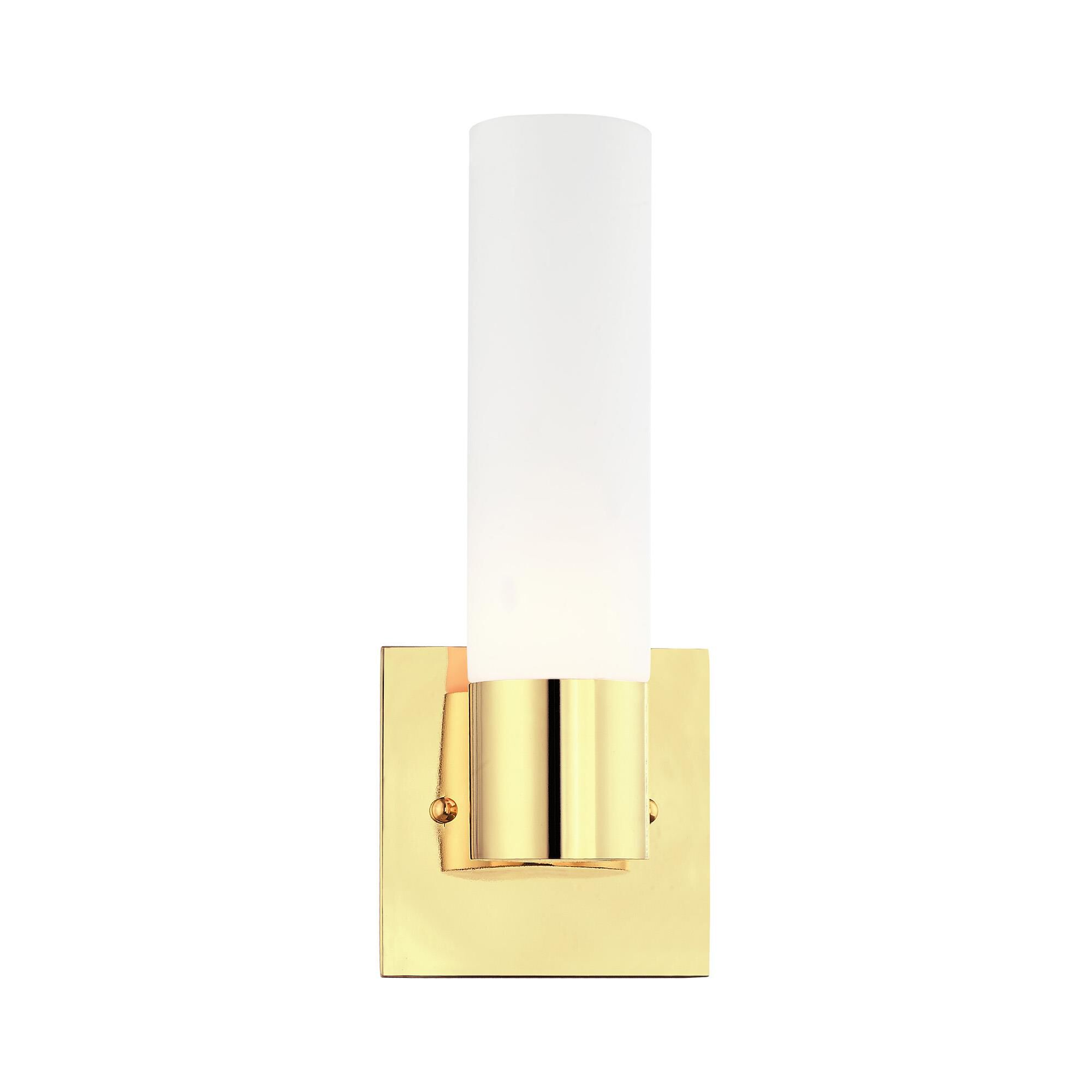 Shown in Polished Brass finish and Hand Blown Satin Opal White Twist Lock glass