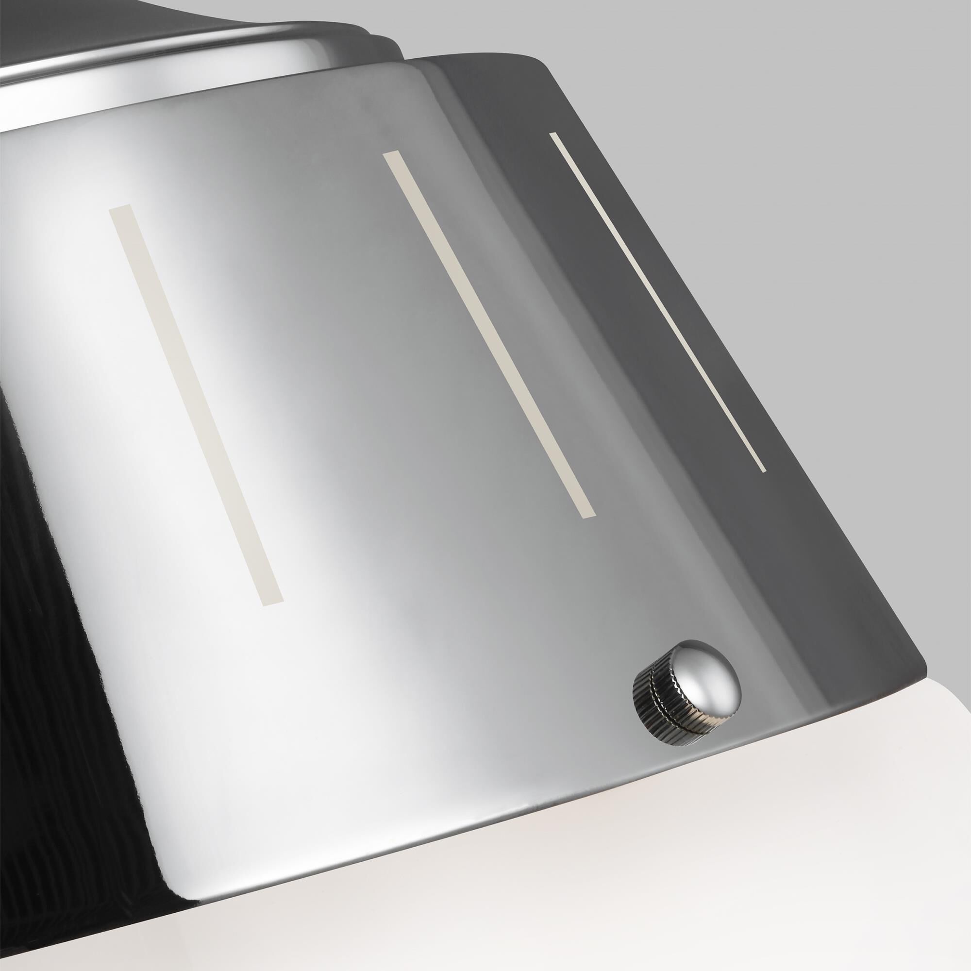 Shown in Polished Nickel finish and Milk White glass