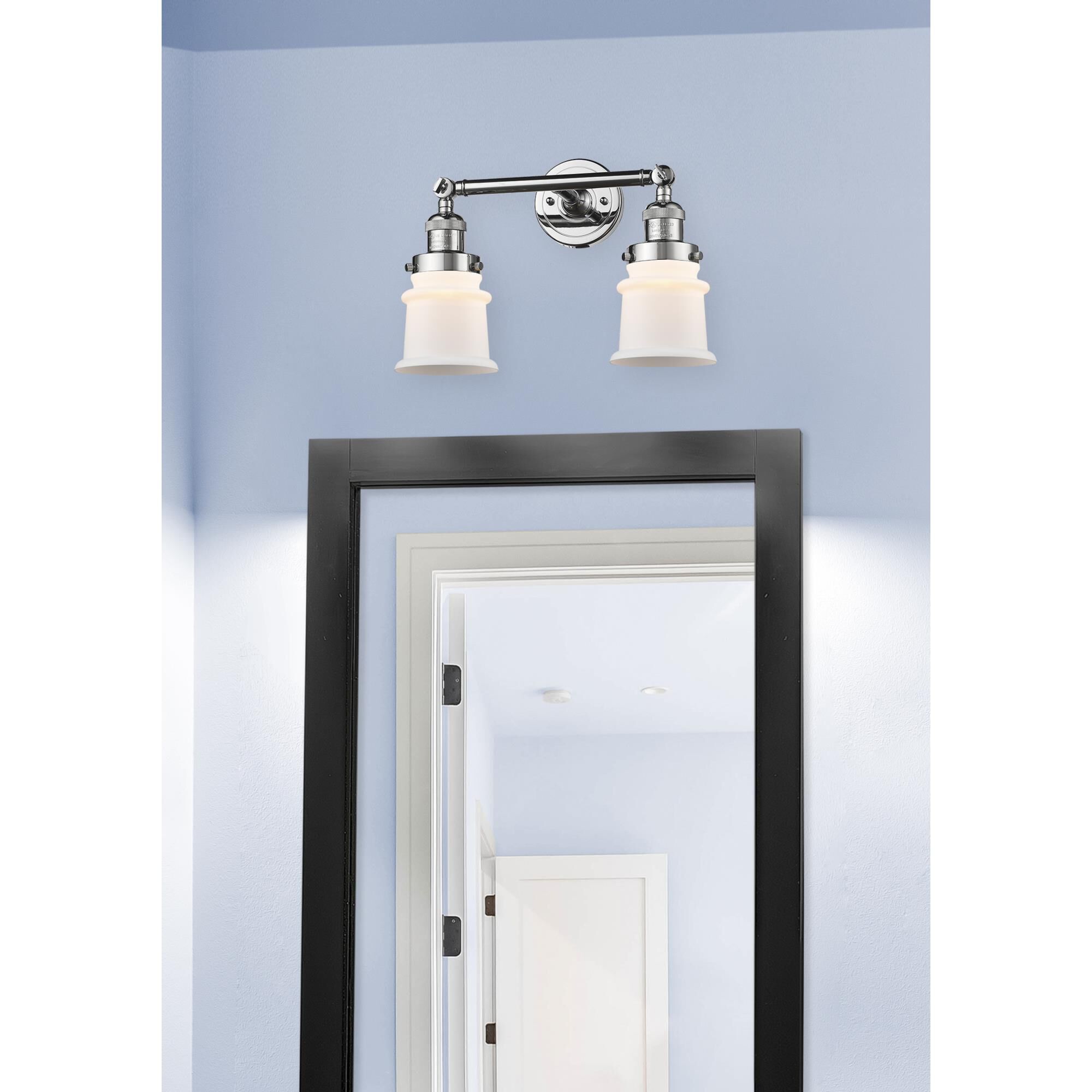 Shown in Polished Chrome finish and Matte White Cased glass