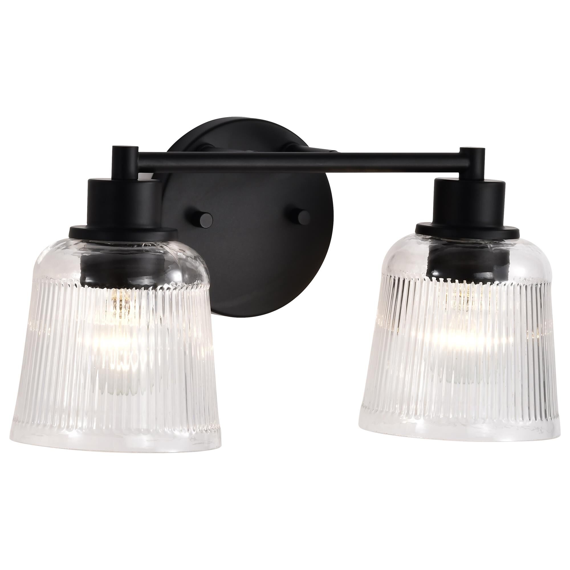 Shown in Matte Black finish and Clear Ribbed glass